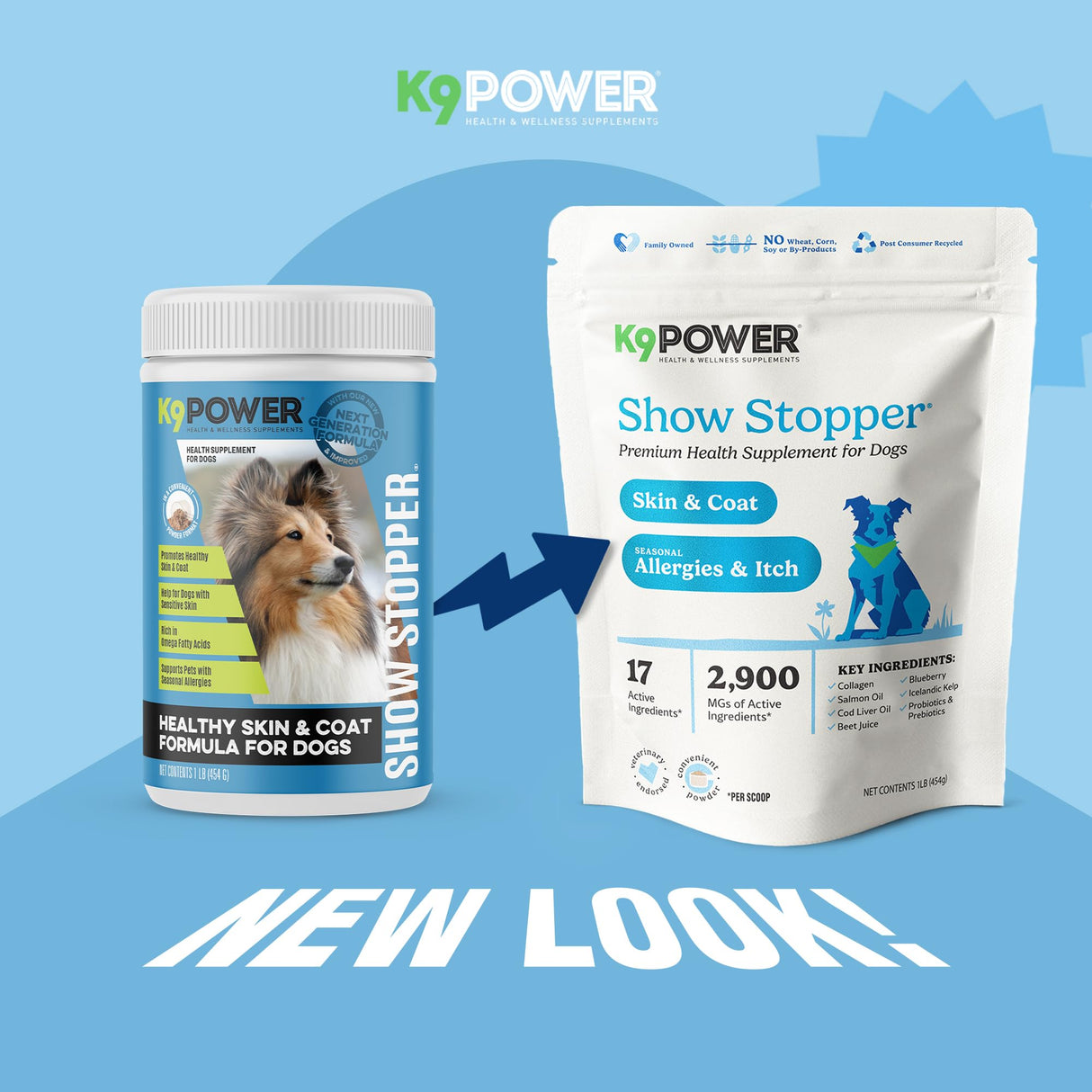 K9Power Show Stopper – Awarded #1 Dog Skin & Coat Product – Supports Allergy Relief, Itchy Skin, Shedding, Dull Coat – Salmon Oil, Collagen, Kelp, Zinc, Probiotics, Beet Juice, Vitamin C