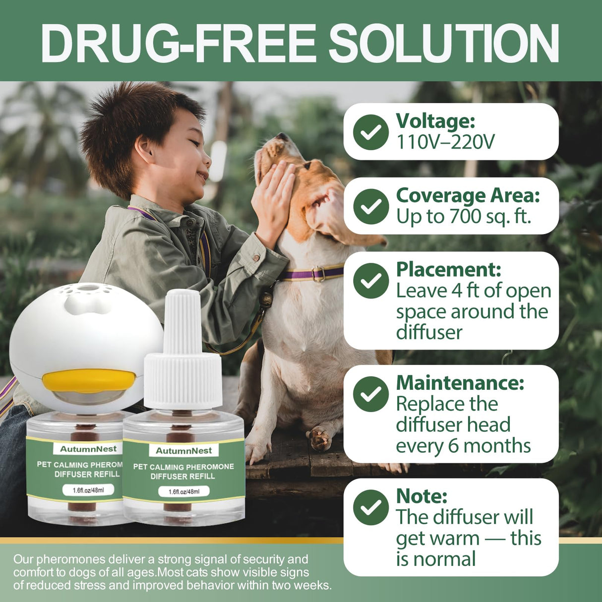 14 IN 1 Dog Calming Diffuser Kit with Night Light | 4 Plug-in Diffusers + 10 Refills (48ml Each) | New Formula Pheromone for Dogs | Anxiety Relief, Stop Barking, Reduce Stress | 300 Days Supply