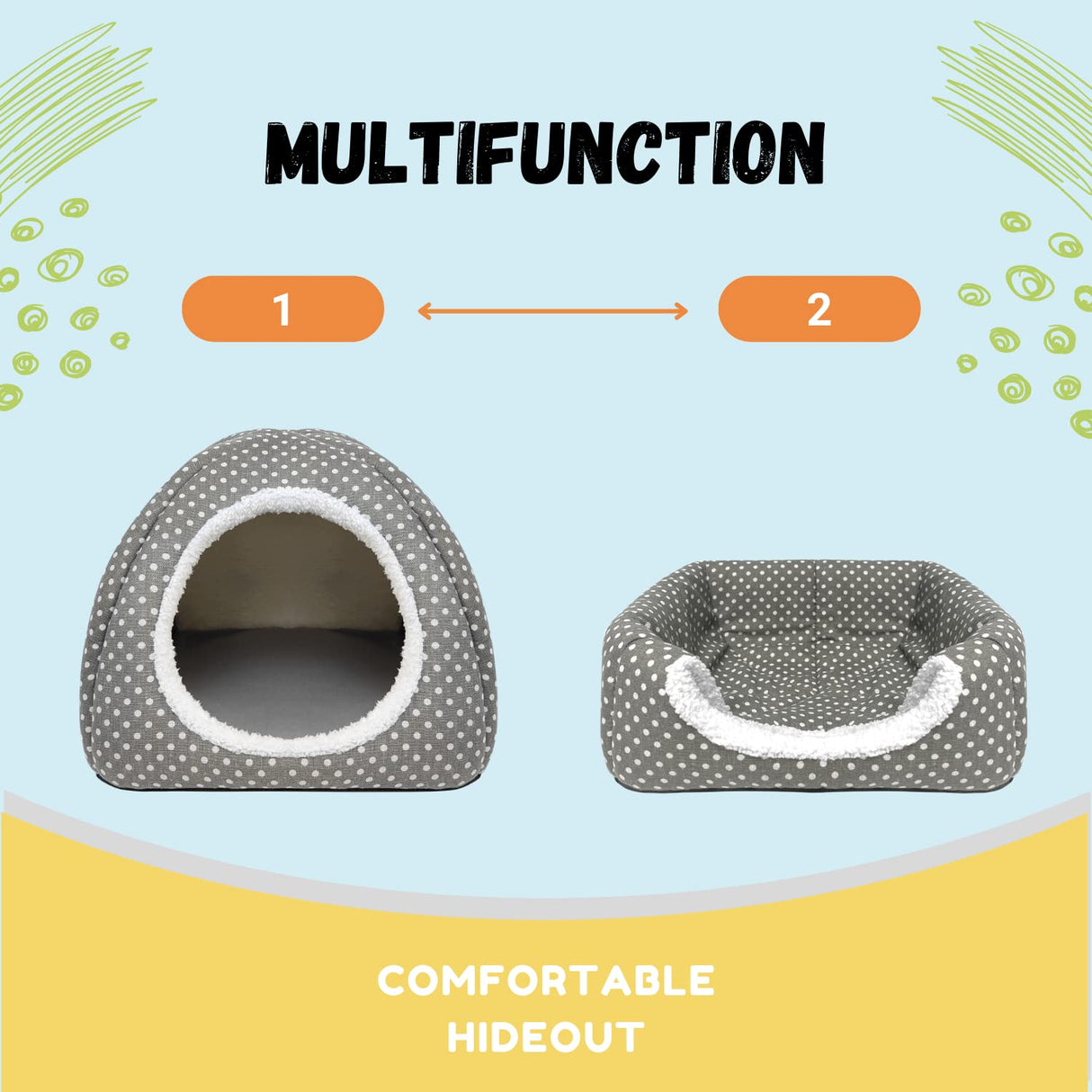 Tierecare Rabbit Hideout Large Bunny Bed Washable Rabbit House and Hideout Fleece Guinea Pig Hiding Hut for Indoor Bunnies Small Animal Hideaway
