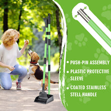 Load image into Gallery viewer, MXF Pooper Scooper, Dog Pooper Scooper Long Handle Stainless Metal Tray and Rake Set for Medium Small Dogs Heavy Duty - Use on Grass, Dirt or Gravel - Pet Supplies (Green)