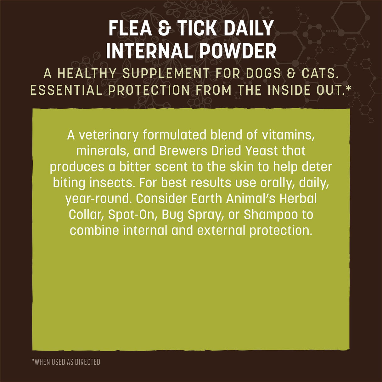 Earth Animal Apothecary Natural Flea & Tick - Daily Internal Powder Supplement for Dogs & Cats - 1 lb