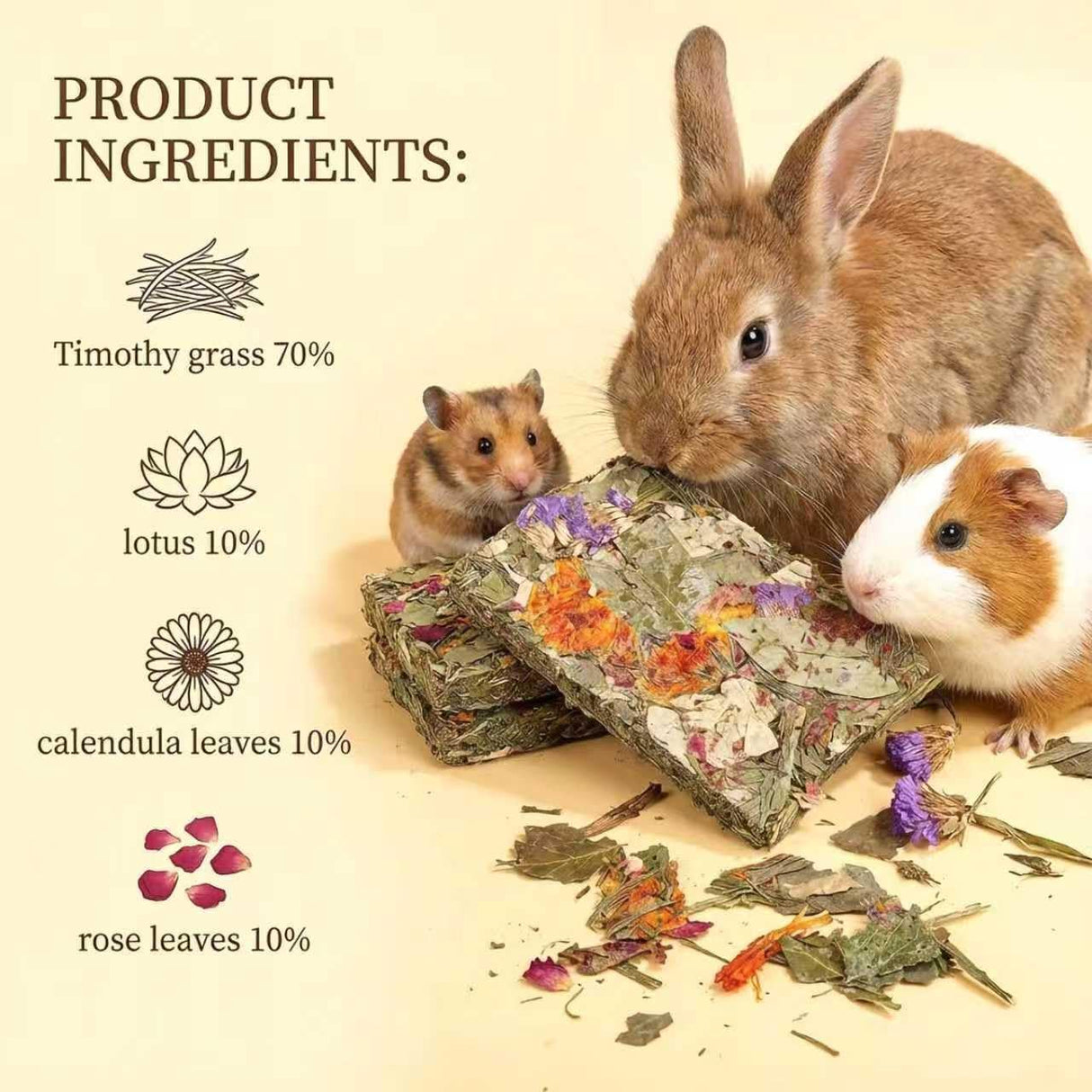 YTSKJ Rabbit Toys 20 Pack Bunny Toys Bunny Chew Toy Guinea Pig Treats Timothy Hay Toy Chips with Herbal Flowers Timothy Hay Grass Hamster Snacks Chinchillas Gerbils for Small Animals Teeth