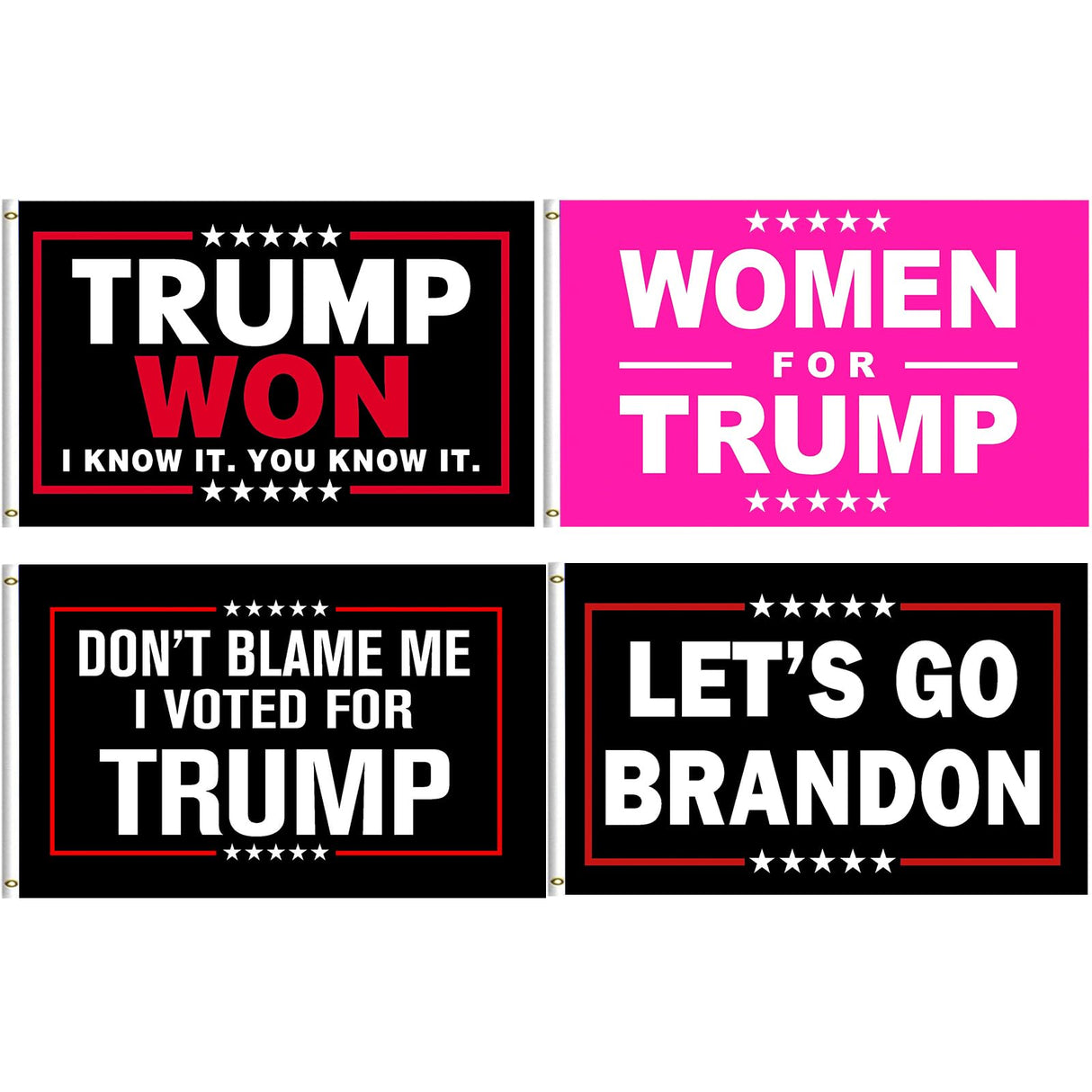 Trump 2024 Flag 4 PACKS - Take America Back Flag, TRUMP WON Flag,WOMEN FOR TRUMP Flag 3x5FT, .Perfect for Re-Elect Trump outdoor indoor (TRUMP WON - 4 PCS)