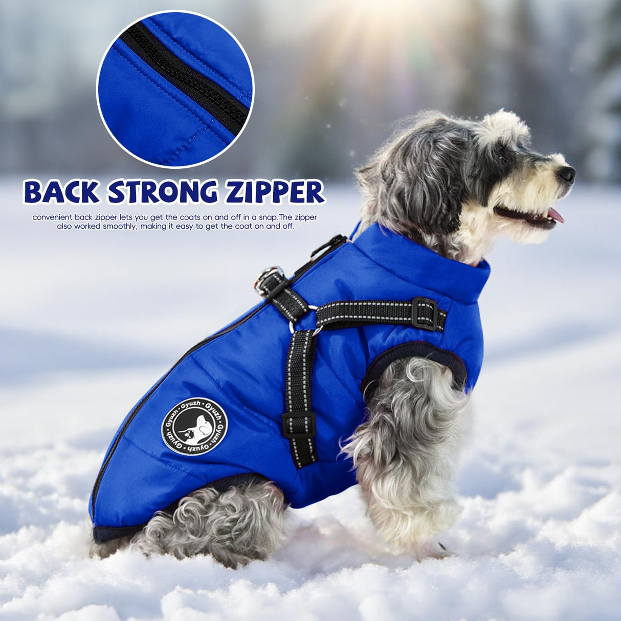 Gyuzh Dog Coat with Harness Puppy Coats Small Dog Harness Jacket Winter Waterproof Jackets for Smal Medium Large Dogs