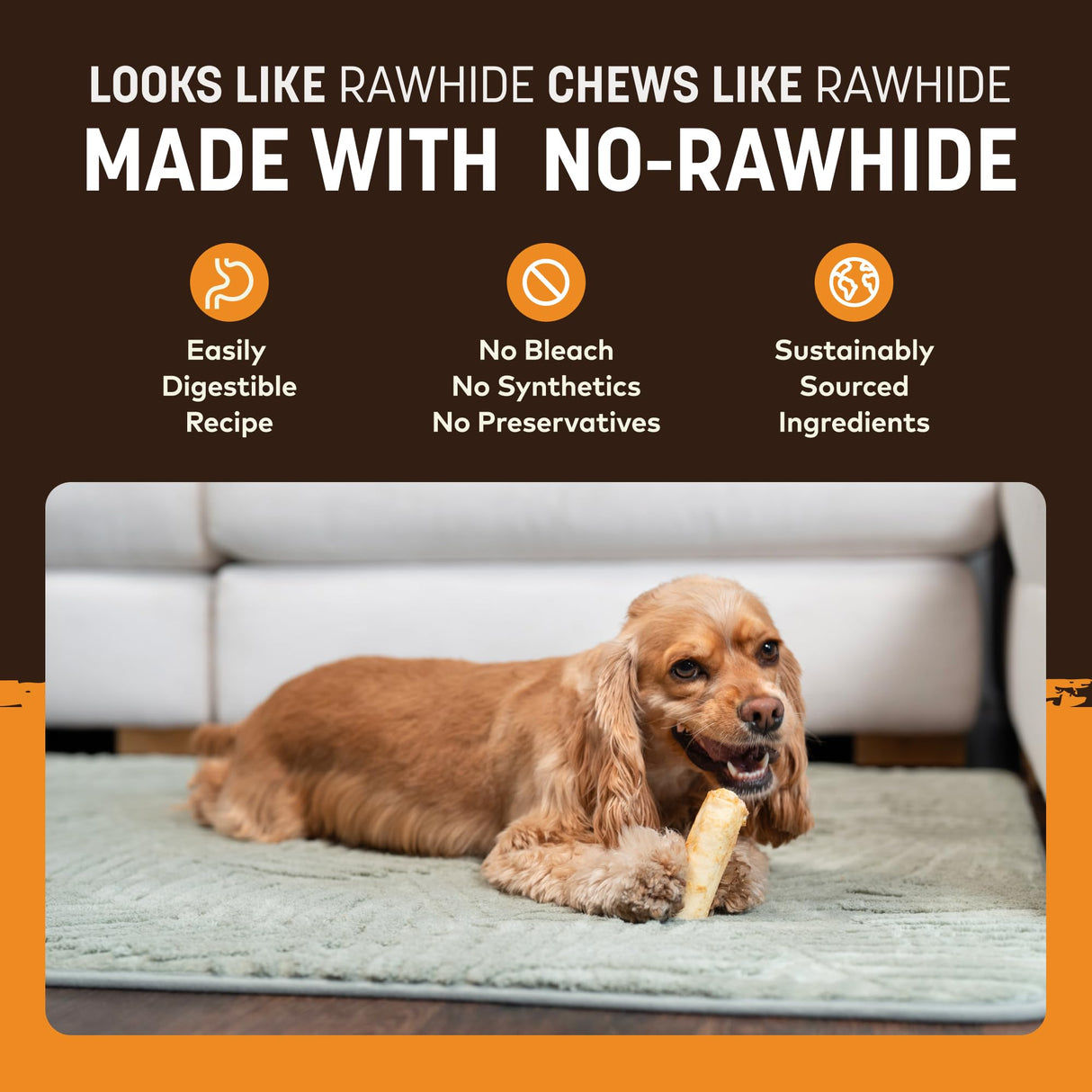 Earth Animal No Hide Chews - Long Lasting Rawhide Free Small Dog Chews Rolls, Chicken - 6 Count