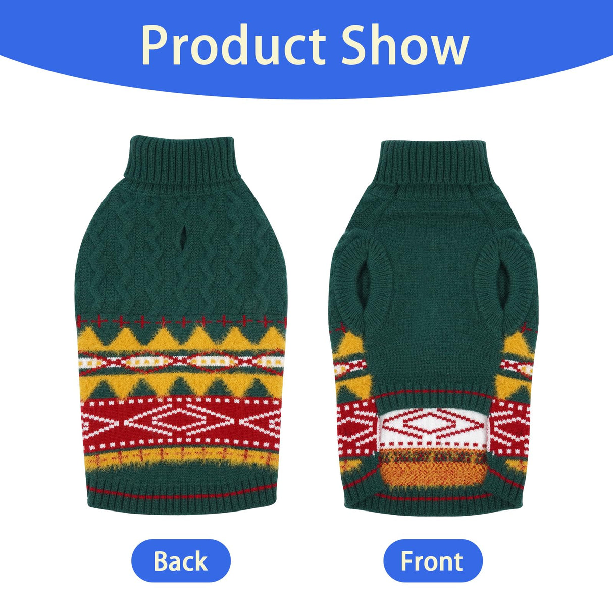 MIGOHI Warm Dachshund Sweater Soft Dog Sweater for Small Dogs | Wiener Dog Sweaters with Leash Hole Sleeveless Knitted Pullover Vest Winter Christmas Knitwear for Fall & Winter,Wiener,Pug,Green,M