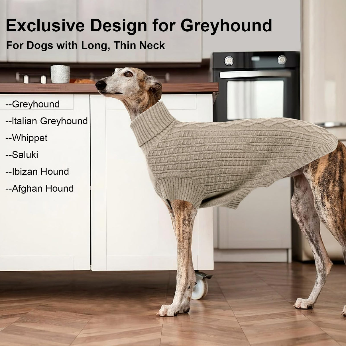 ASENKU Dog Sweater, Italian Greyhound Clothes, Warm Italian Greyhound Sweater, Turtleneck Knitted Dog Sweaters for Small Dogs, Cozy Pet Sweaters for Whippet (Small, Apricot)