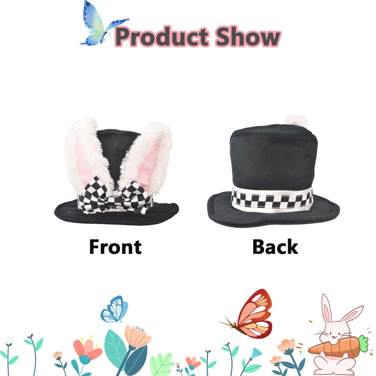 Littledropet Dog Bunny Ear Top Hat,Pet Halloween Easter Rabbit Costume Outfits Plush Hat for Small Medium Large Dogs,Small