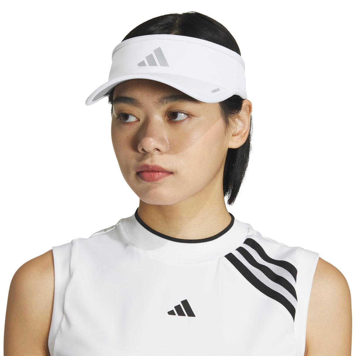 adidas Women's Superlite Visor – Lightweight Moisture-Wicking Running Tennis Hat, White/Silver Metallic/3, OSFA