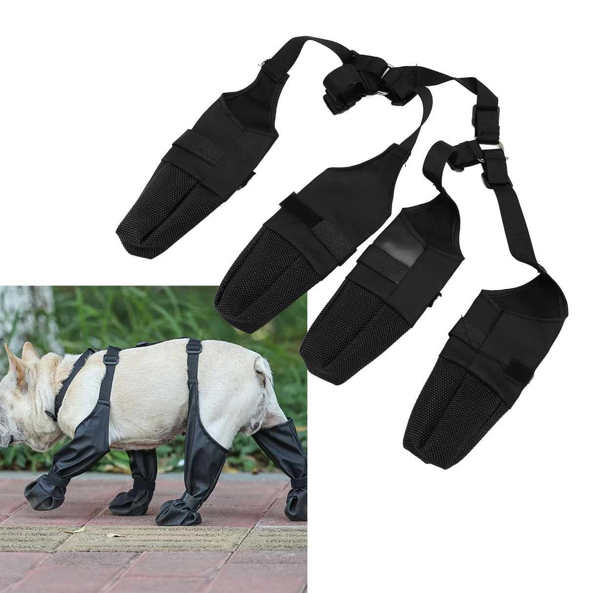 Dog Suspender Boots, Dog Boots Anti Slip Fall Dog Shoes Leggings, Adjustable Suspender Boots with Suspenders Slip Dog Paws Protector Shoes Leggings for Dogs
