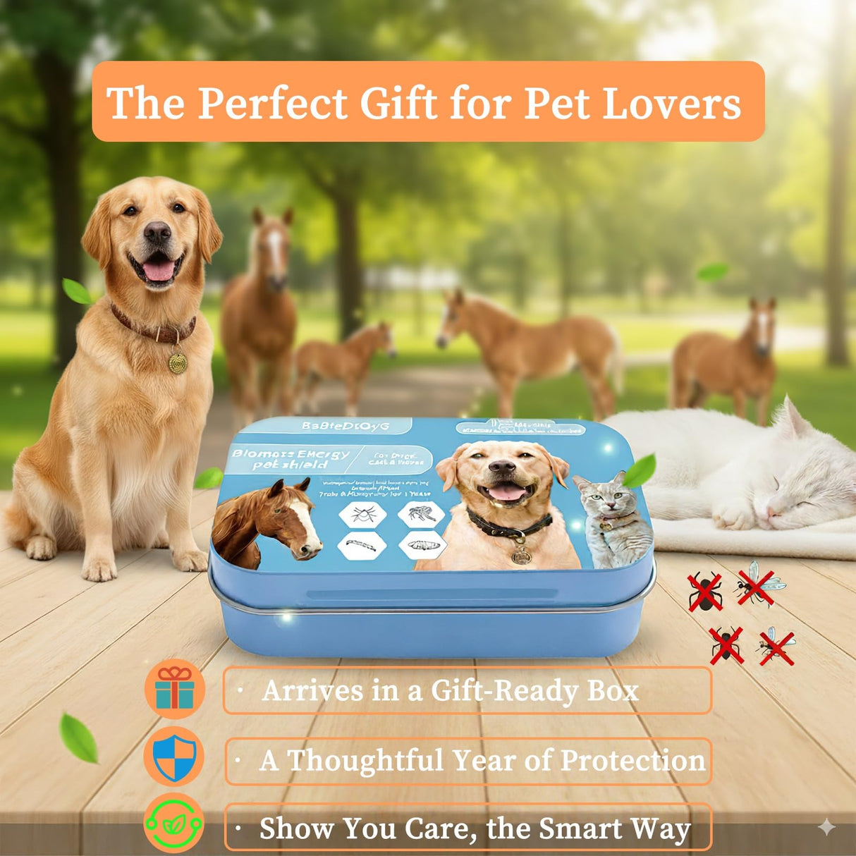 Natural Flea & Tick Repellent Collar Pendant for Dogs & Cats β12-Month Water-Resistant Biomass Energy Pet Shield β Safe for Pets When Used as Directed β Gift Ready (One Size- 2packs)