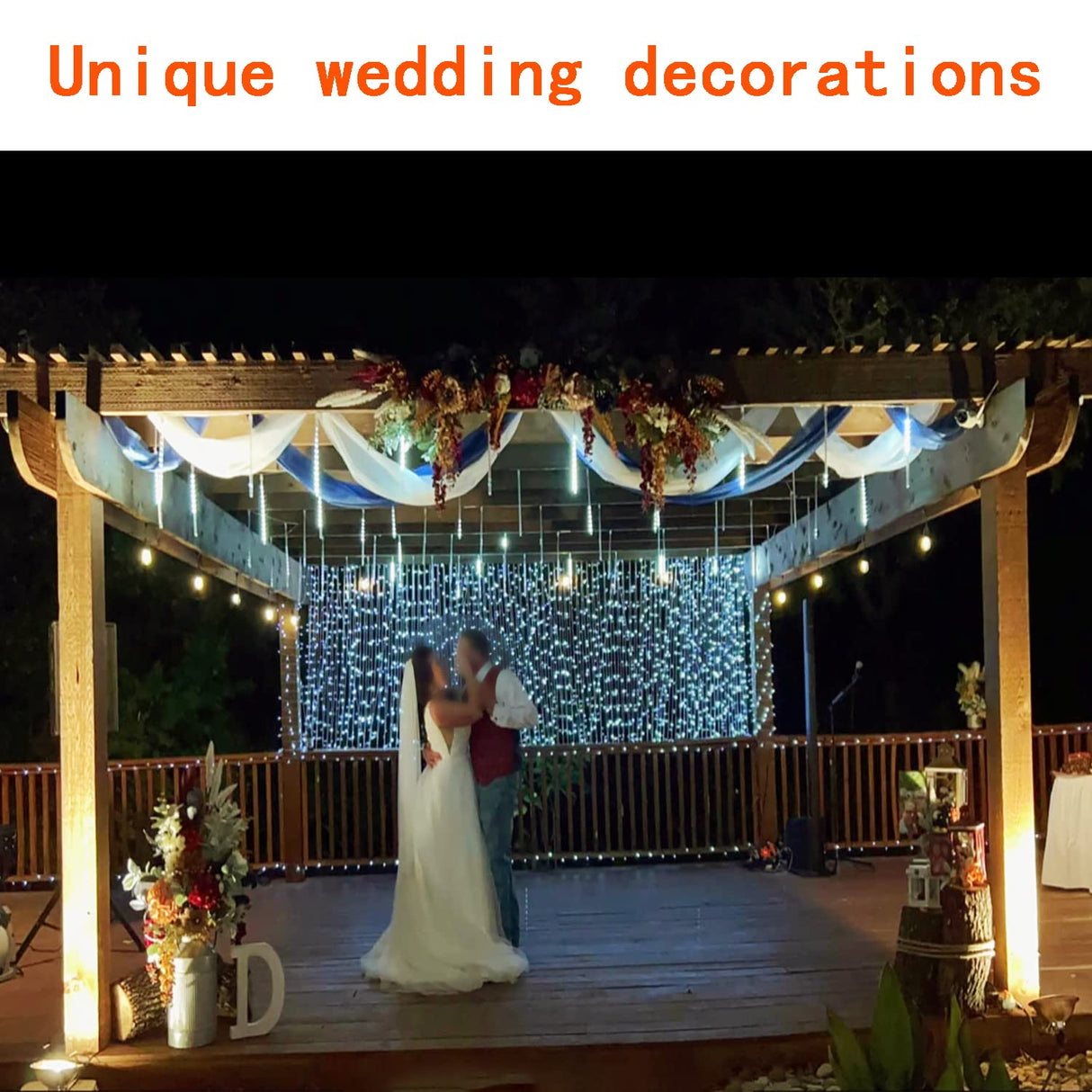 Kwaiffeo Christmas Lights Outdoor, 8 Tubes Meteor Shower Lights LED Snow Falling Icicle Cascading Lights for Xmas Tree Wedding Decoration Party, UL Plug, White