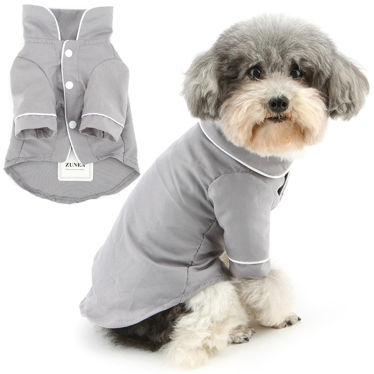 Zunea Dog Shirt Pajamas for Small Medium Size Dogs Soft Breathable Lapel Sleeping Clothes Indoor Pjs Two-Legged Pyjamas Shirts Outfits Holiday Party Pet Apparel Gray 5XL