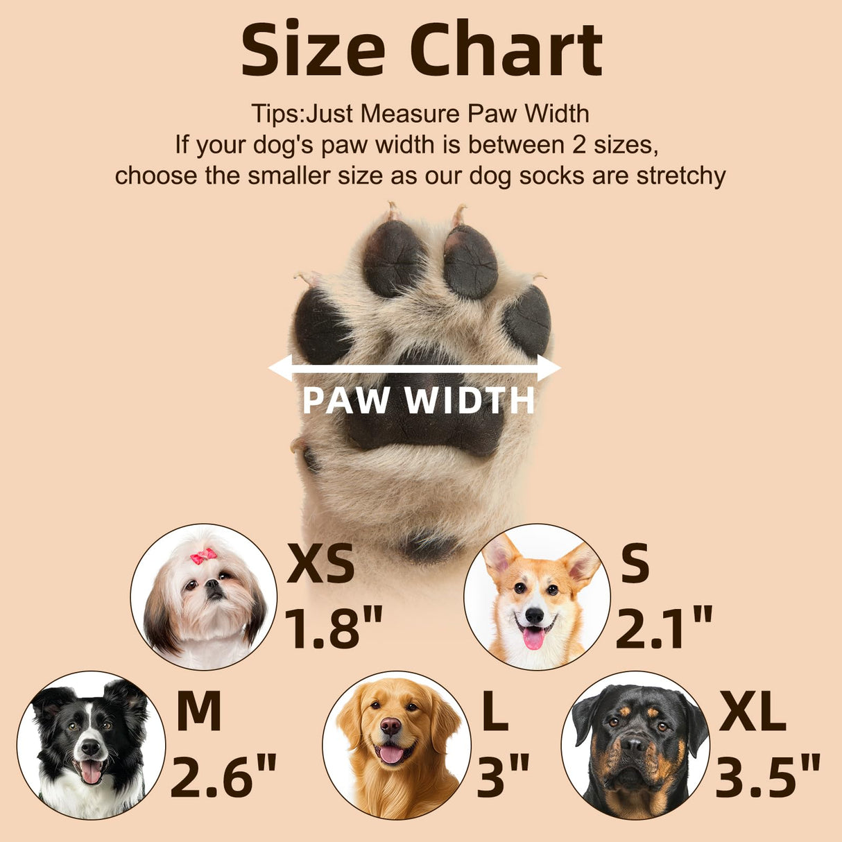 Nesayver Dog Socks Shoes to Prevent Licking Paws for Hardwood Floors, Pet Booties for Hot Pavement with Grip Traction Control, Winter Boots & Paw Protectors for Small Medium Large Senior Dogs,Khaki M