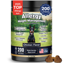 Load image into Gallery viewer, Dog Allergy Relief Chews Itching Skin is Human Multivitamin Pet Allergy Anti Itch Paw Relief and Immune Dog Chews Bites Antihistamine for Dogs Itching and Licking Weight Loss Management Support 200