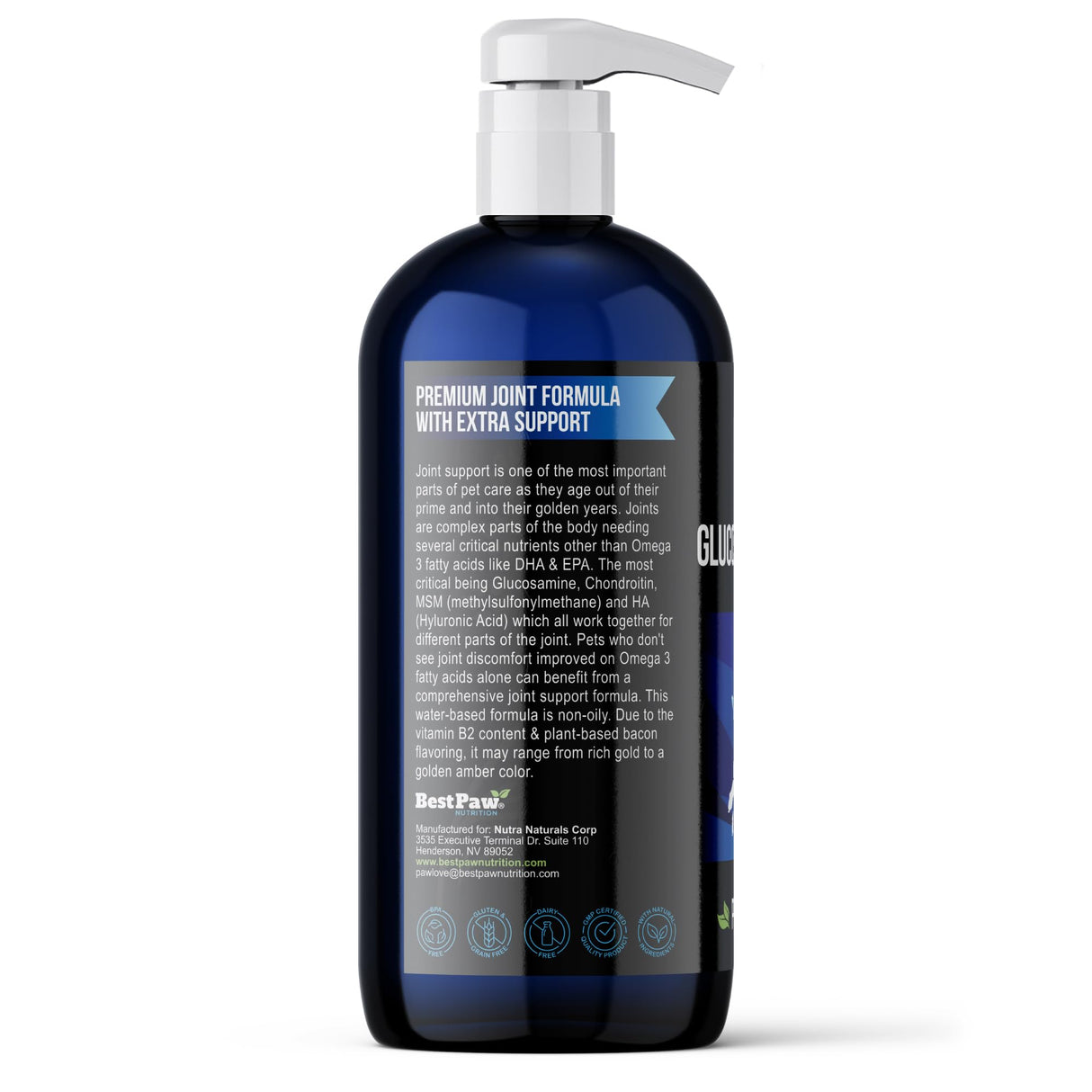 Best Paw Nutrition - Bacon Flavor Liquid Glucosamine for Dogs & Cats - Joint Supplement for Hip & Joint Pain Relief Pets Love - 32oz