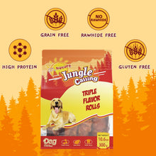 Load image into Gallery viewer, Jungle Calling Triple Flavor Rolls Dog Treats, Made with Real Chicken Duck Beef Meat, Rawhide Free Dogs Snacks,Healthy, Easily Digestible, and High Protein Treat, 10.6 oz