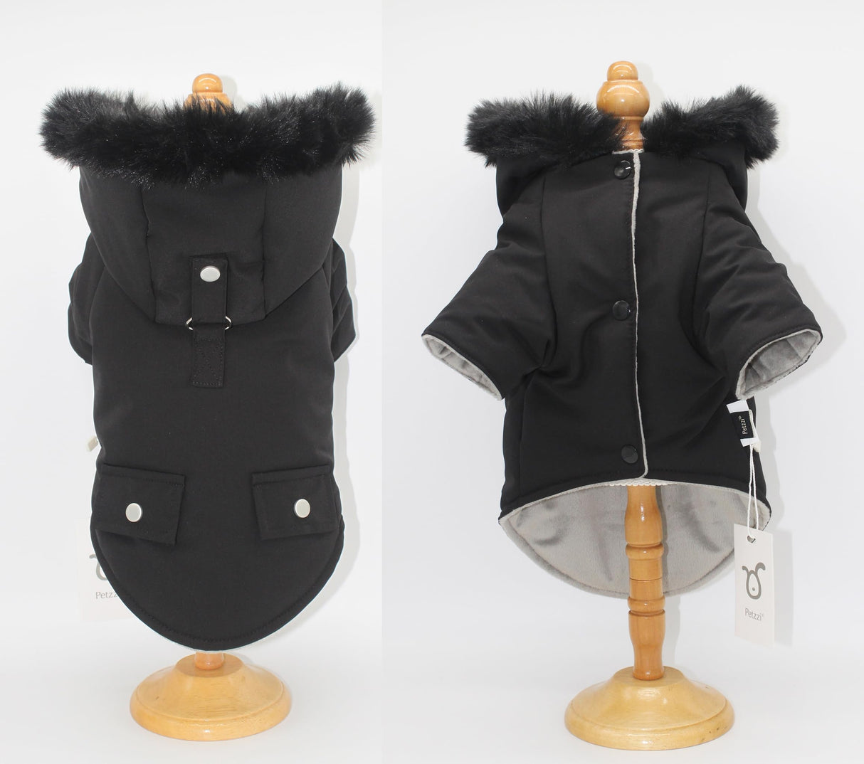 Petzzi Pet Warm Dog Coat for Winter Cold Weather Clothes Hooded Dog Jacket Small Puppies Medium Large Dog Cat Clothes Insulated Padded Snow Parka (Black, XX-Large)