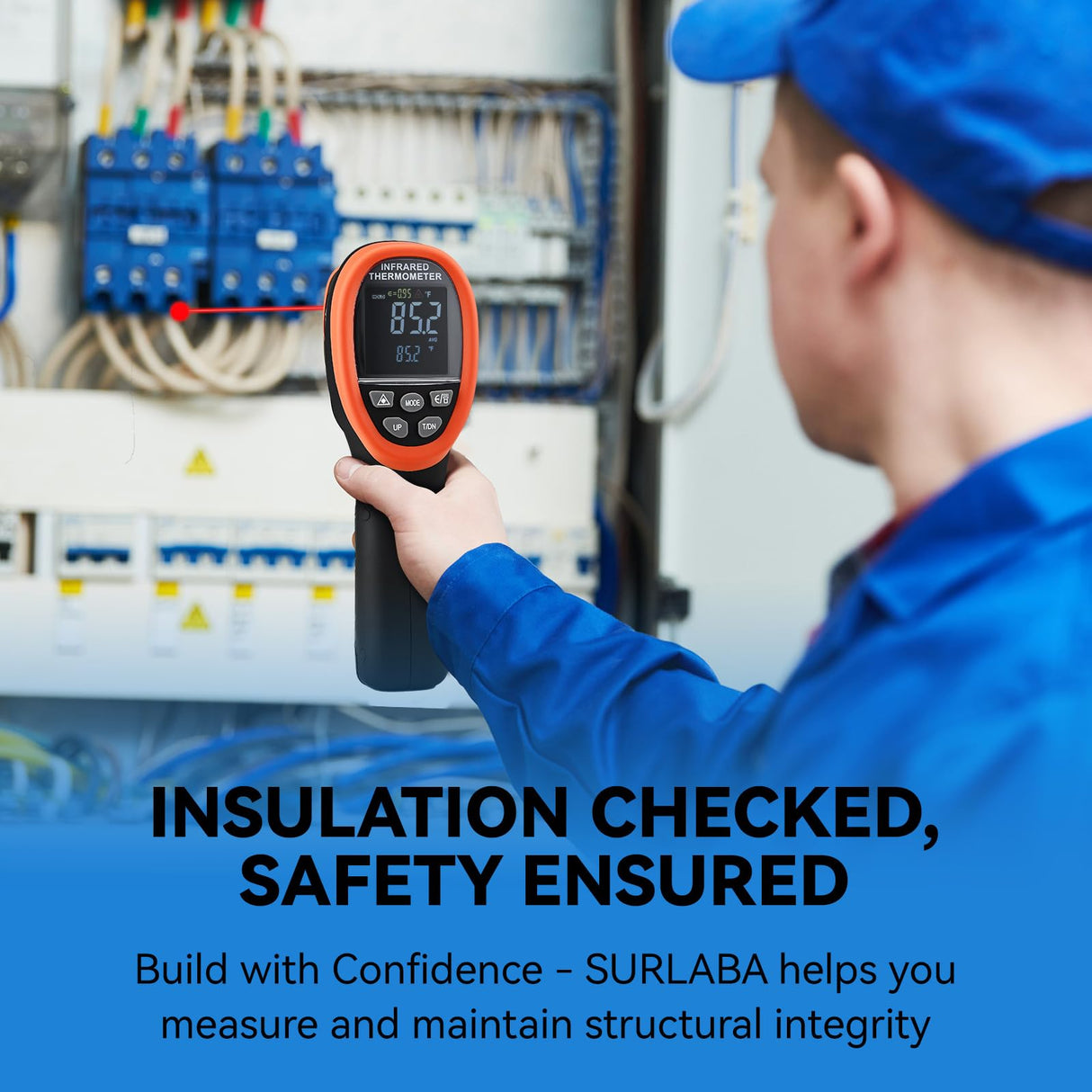 SURLABA Infrared Thermometer, Color LCD High Temp Thermometer Pyrometer IR Temperature Gun -58℉- 2732℉ (-50℃ to 1500℃),30:1 Distance Spot Ratio,Dual Laser and Flashlight(NOT for Human)