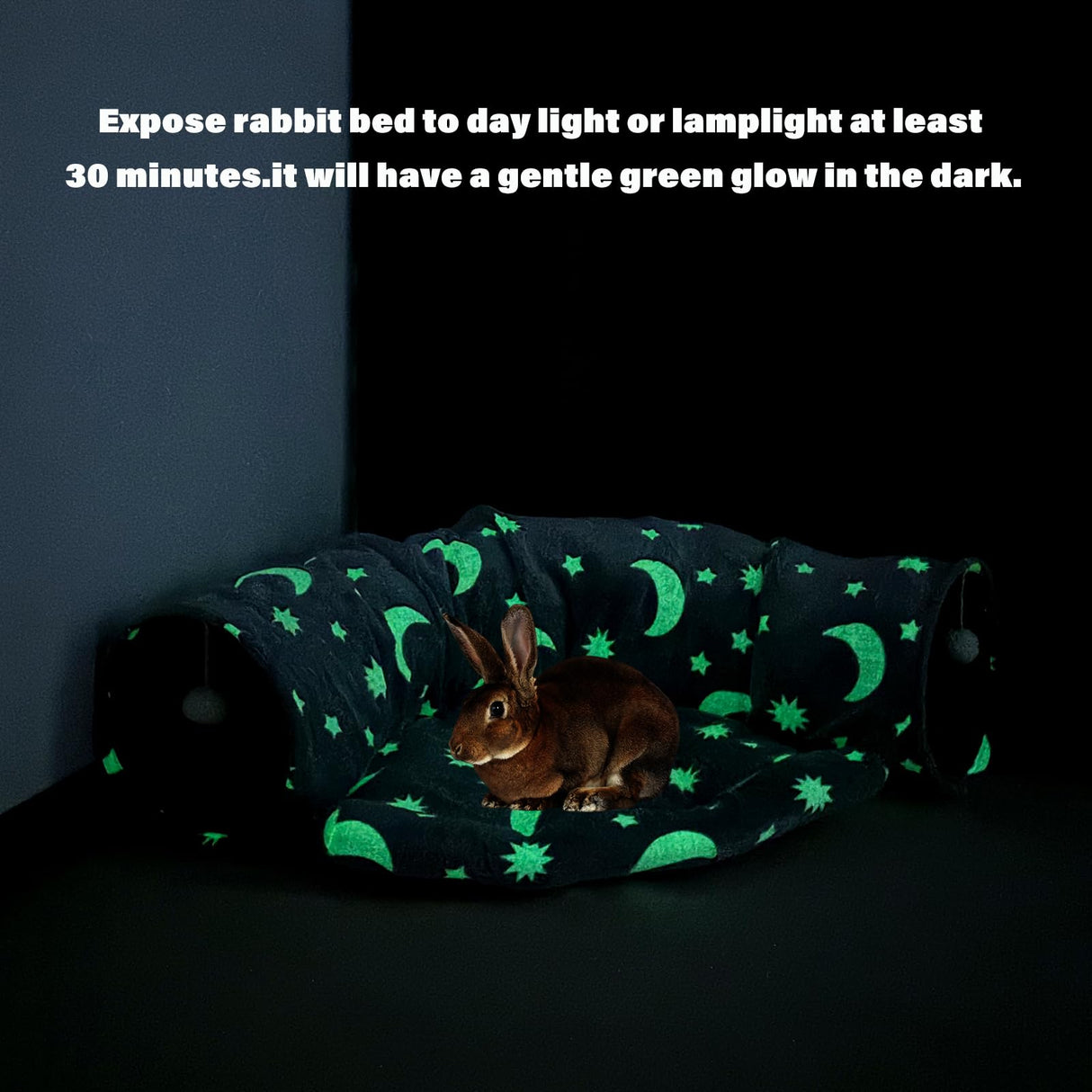 BWOGUE Bunny Tunnel Bed, 2-in-1 Collapsible Tunnel Tubes Toys with Removable Mat Hideout for Cats Kittens Rabbits Guinea Pigs Kitty