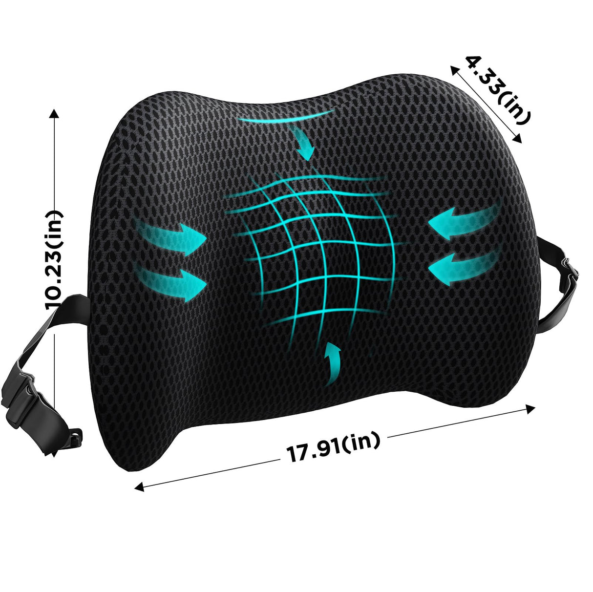 Lumbar Support Pillow for Office Chair, Car Lumbar Pillow Lower Back Pain Relief, Memory Foam Back Cushion with 4D Mesh Cover and Adjustable Straps, Ergonomic Chair Back Pillow for Car,Bed, Gaming