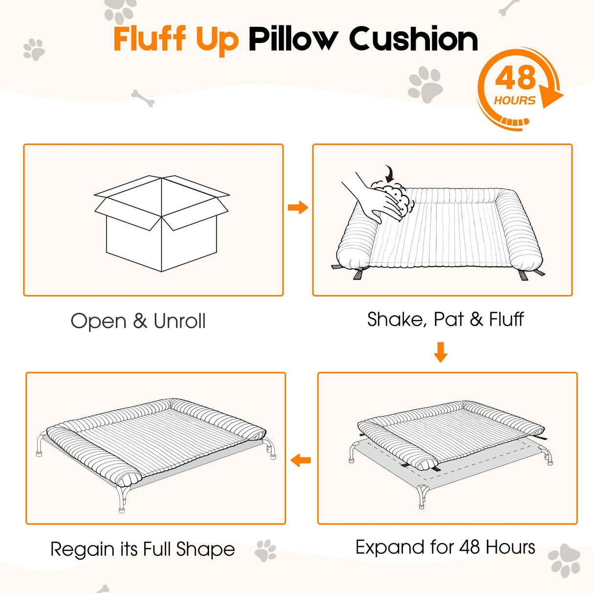 Elevated Dog Bed with Removable Fluffy Pillow Cushion, Raised Pet Cot Washable Bolster, Dog Couch Sofa, Anti Slip Feet, Matte Black, 36"×26"