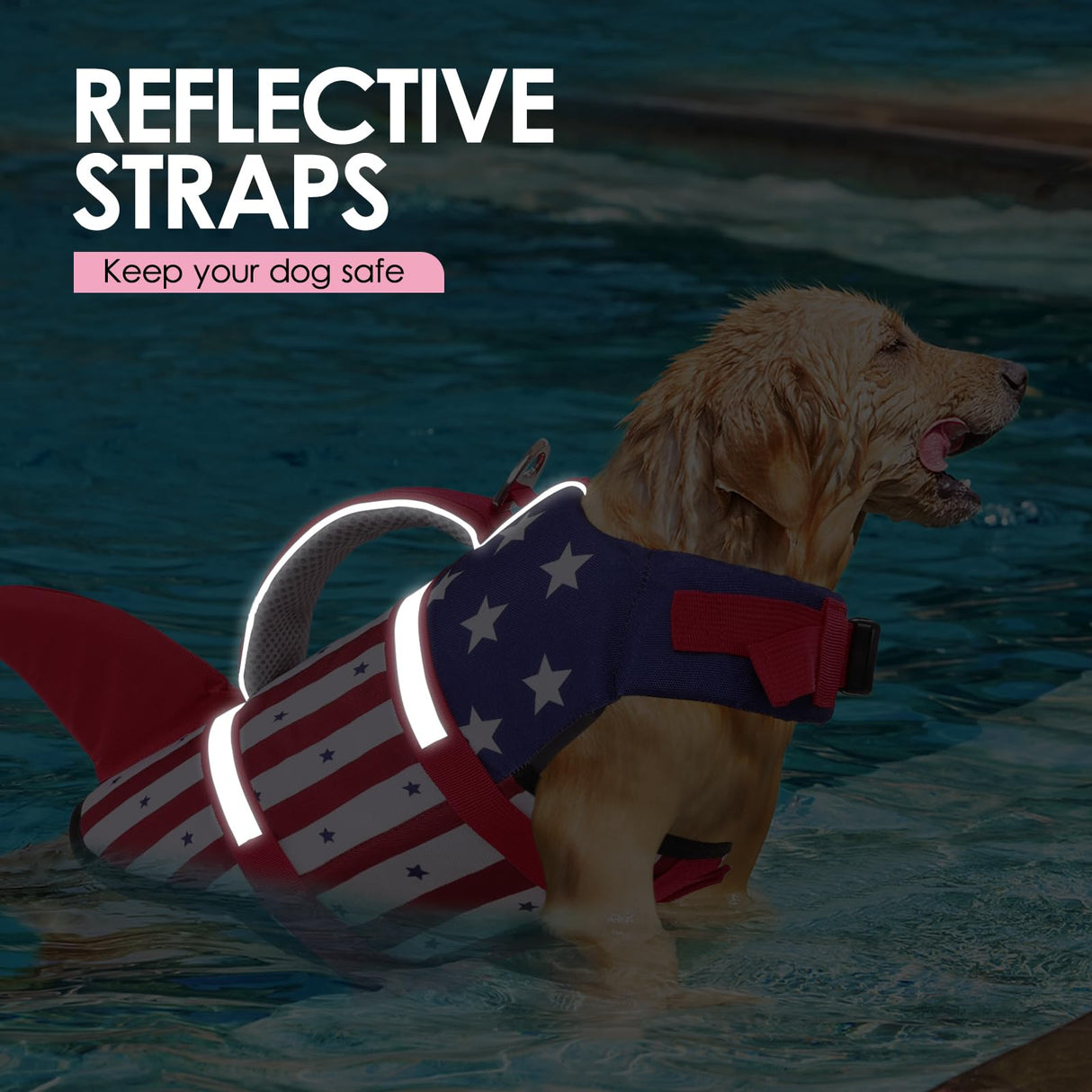AOFITEE Dog Life Jacket, Dog Life Vest for Swimming, Shark Dogs Swimming Vest with Rescue Handle and Reflective Stripe, Ripstop Pet Float Coat Swimsuit Lifesaver Small Medium Large Dogs Blue XS