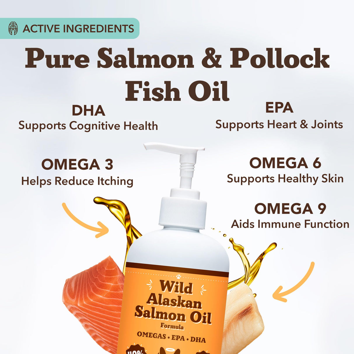 Natural Dog Company Wild Alaskan Salmon Oil Formula with Omega 3, Fish Oil for Dogs Supplement, Skin & Coat Dog Oil, Itchy Relief, Immune Support for Joints & Heart, Food Topper, 16 oz.