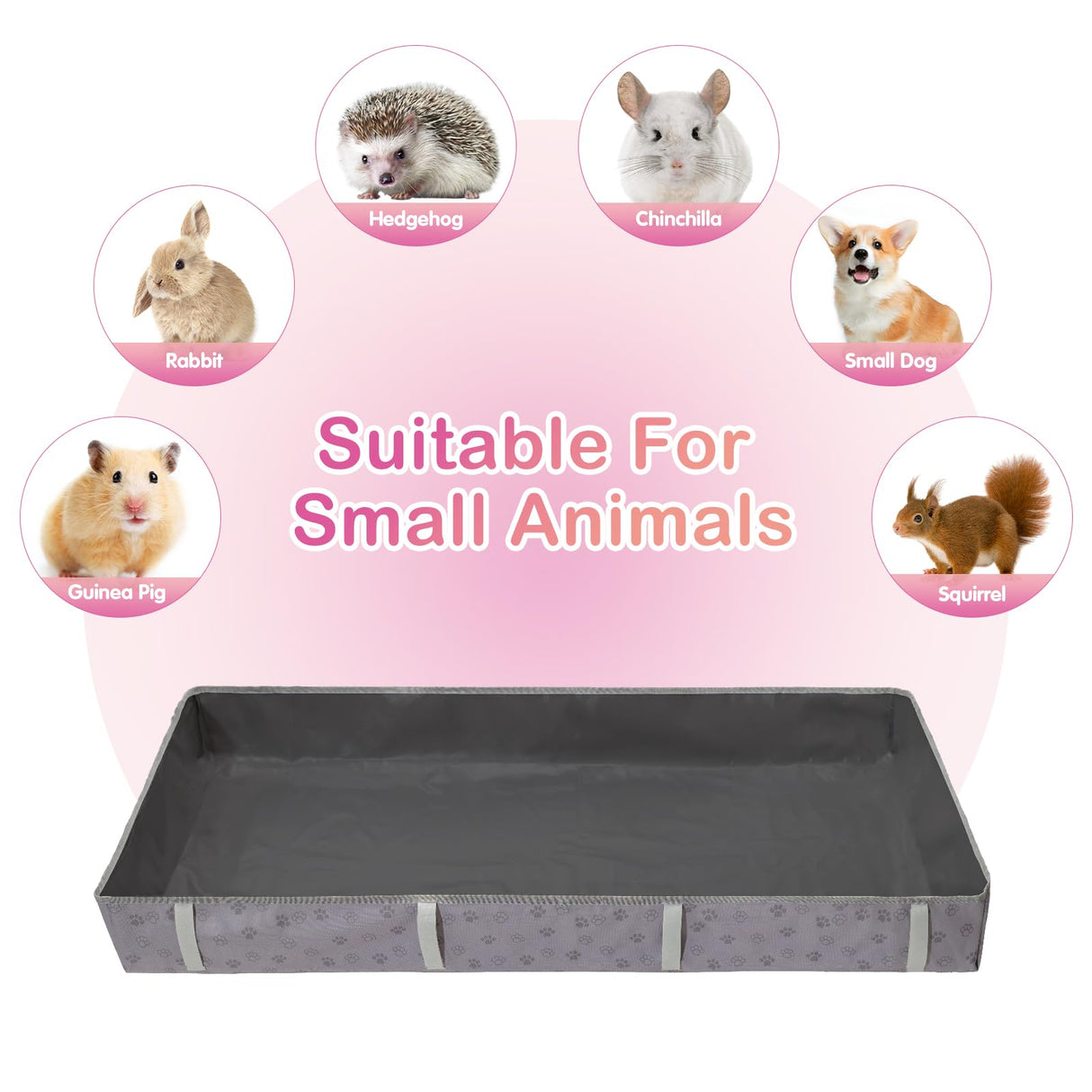Funfurry Waterproof Guinea Pig Cage Liner,Washable Tarp Bottom Base,Cage Liners for Small Animals,Hamster Chinchilla Hedgehog Ferret Rabbit. (Dark Grey-Paw, 24" X 36")