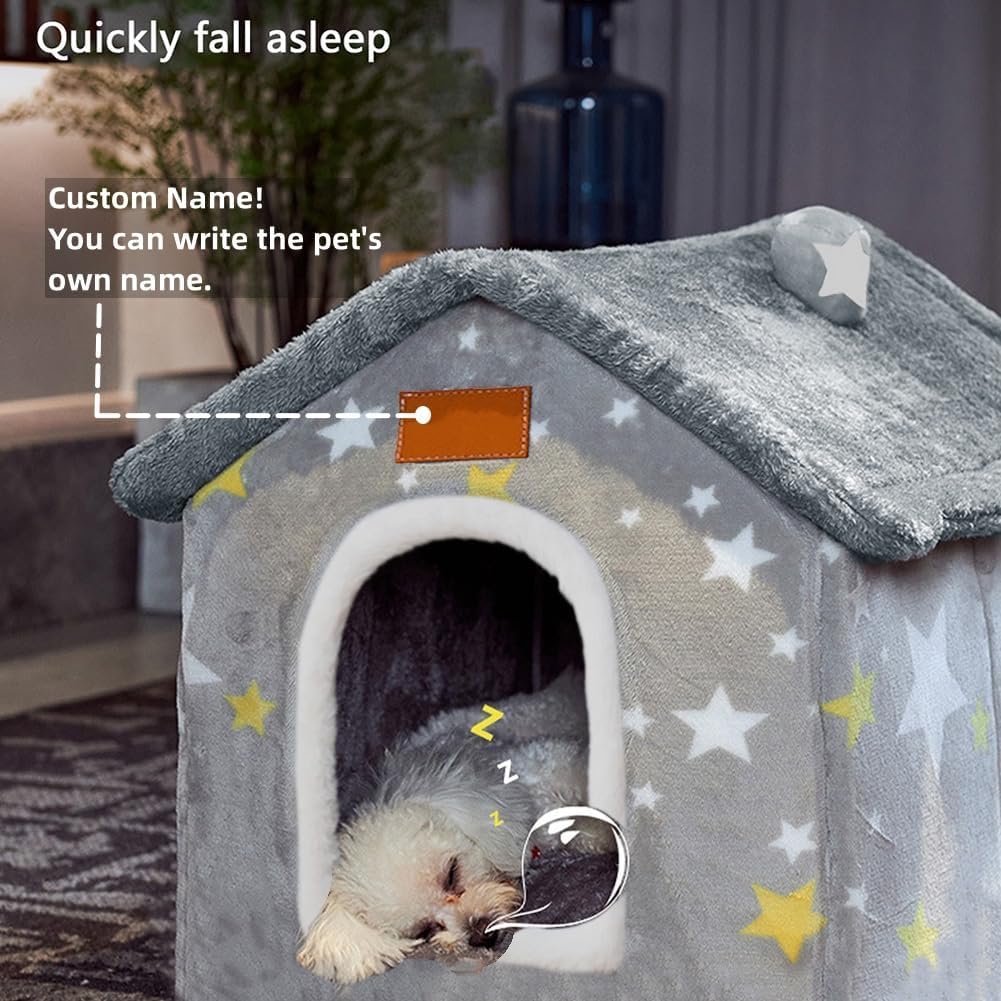 Dog House Indoor, Foldable Soft Kennel Bed with Cushion for Small Medium Large Dogs Cats, Winter Warm Cat Nest Puppy Cave (XL-Within 40 lbs)