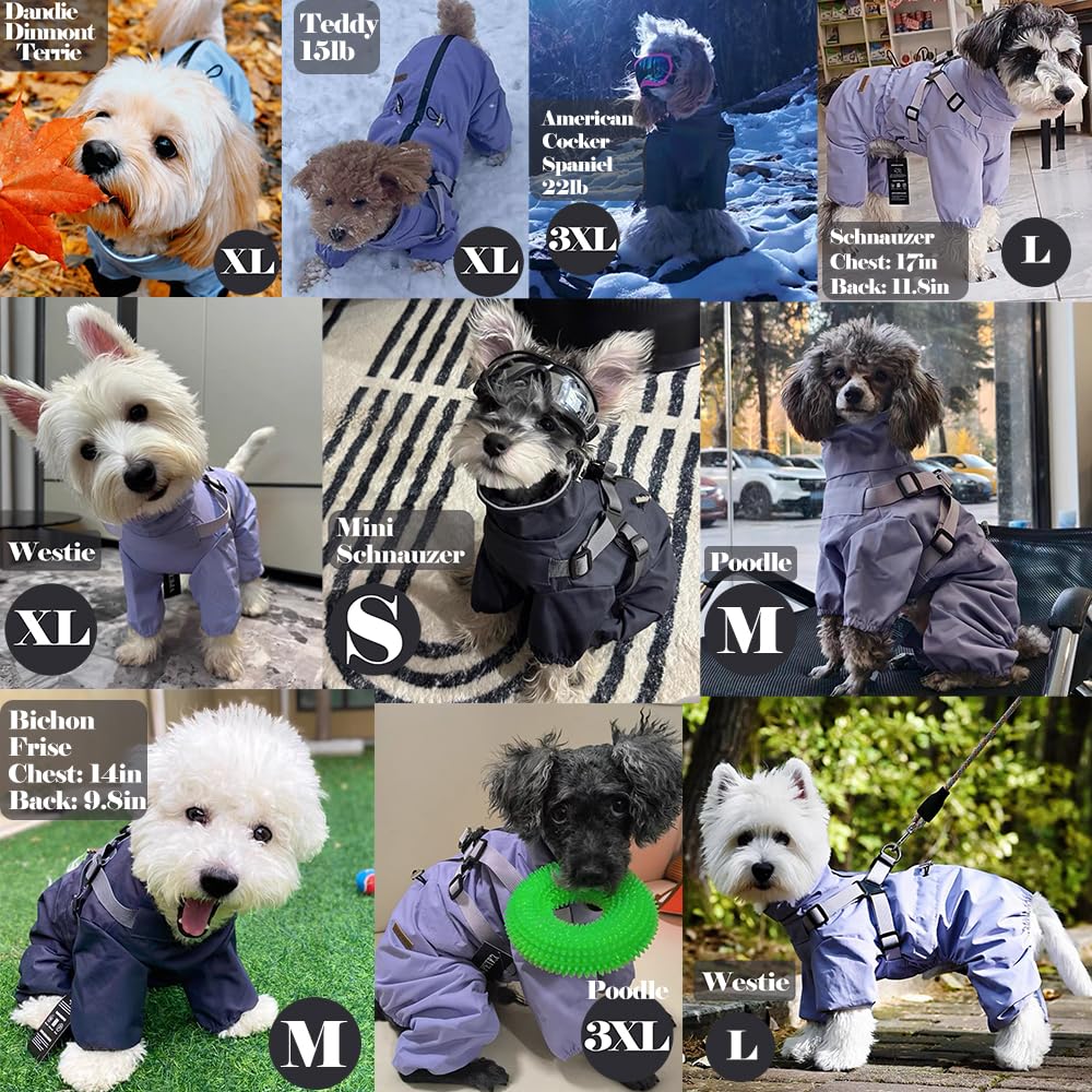 Four-Legged Full Coverage Dog Raincoat for Small Medium Dogs, Waterproof Dog Rain Coat with Harness Built in, 4-Legs Dog rain Jacket with Reflective Strip, Adjustable Puppy Waterproof Clothes (XL)