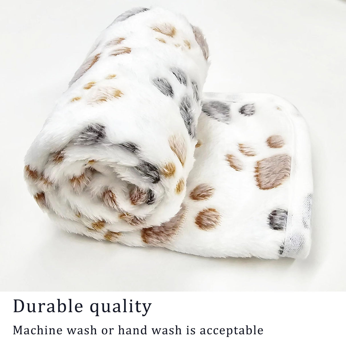 1 Pack 3 Blankets Super Soft Fluffy Premium Fleece Pet Blanket Flannel Paw Printed Throw for Dog Puppy Cat (Large 41x31'', Beige, Grey, Navy)