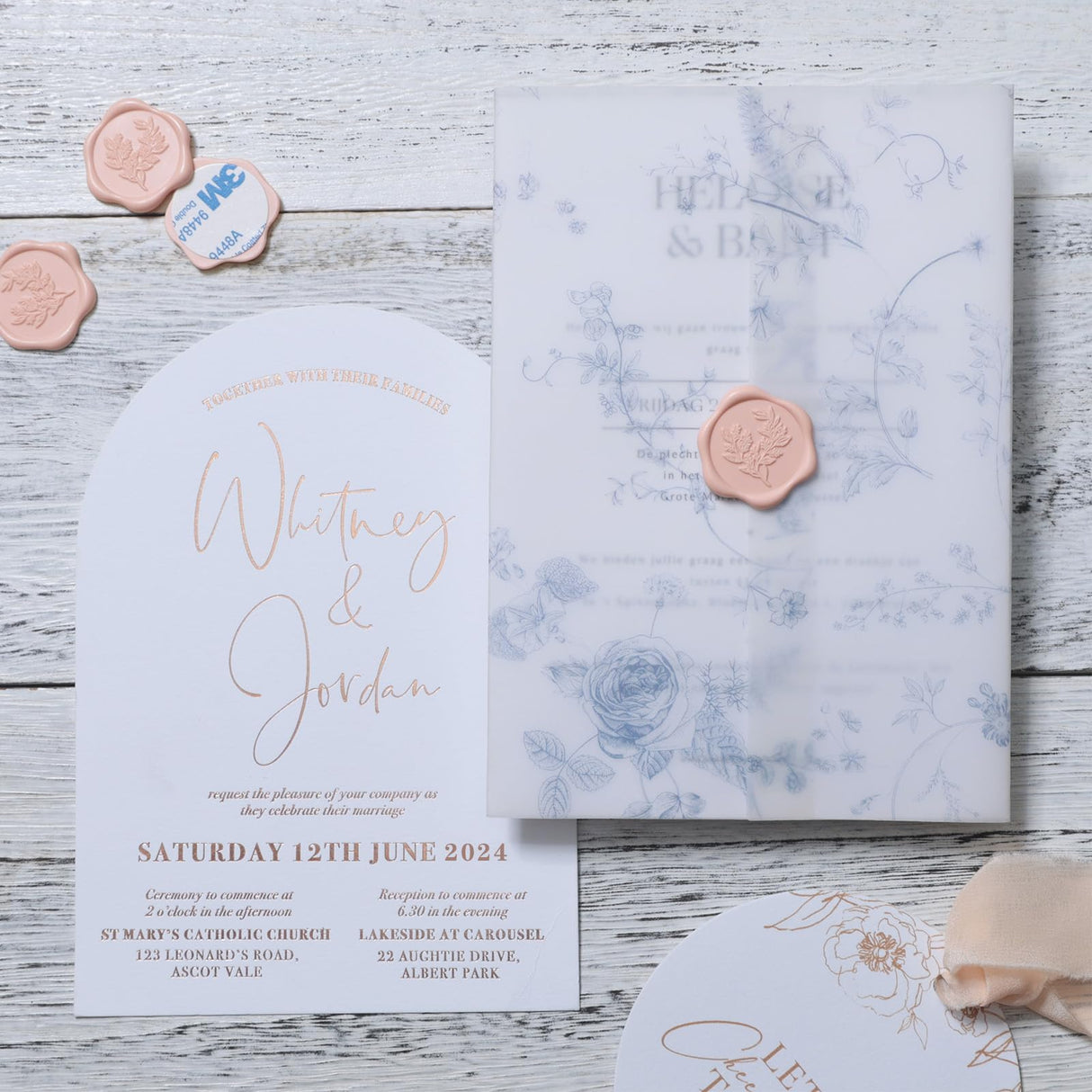 UNIQOOO Wax Seal Stickers - Eucalyptus Wedding Invitation Envelope Seal Stickers, 50 Pcs Self- Adhesive Blush Pink Stickers, Perfect for Invitation, Christmas, Gift Wrapping, Party