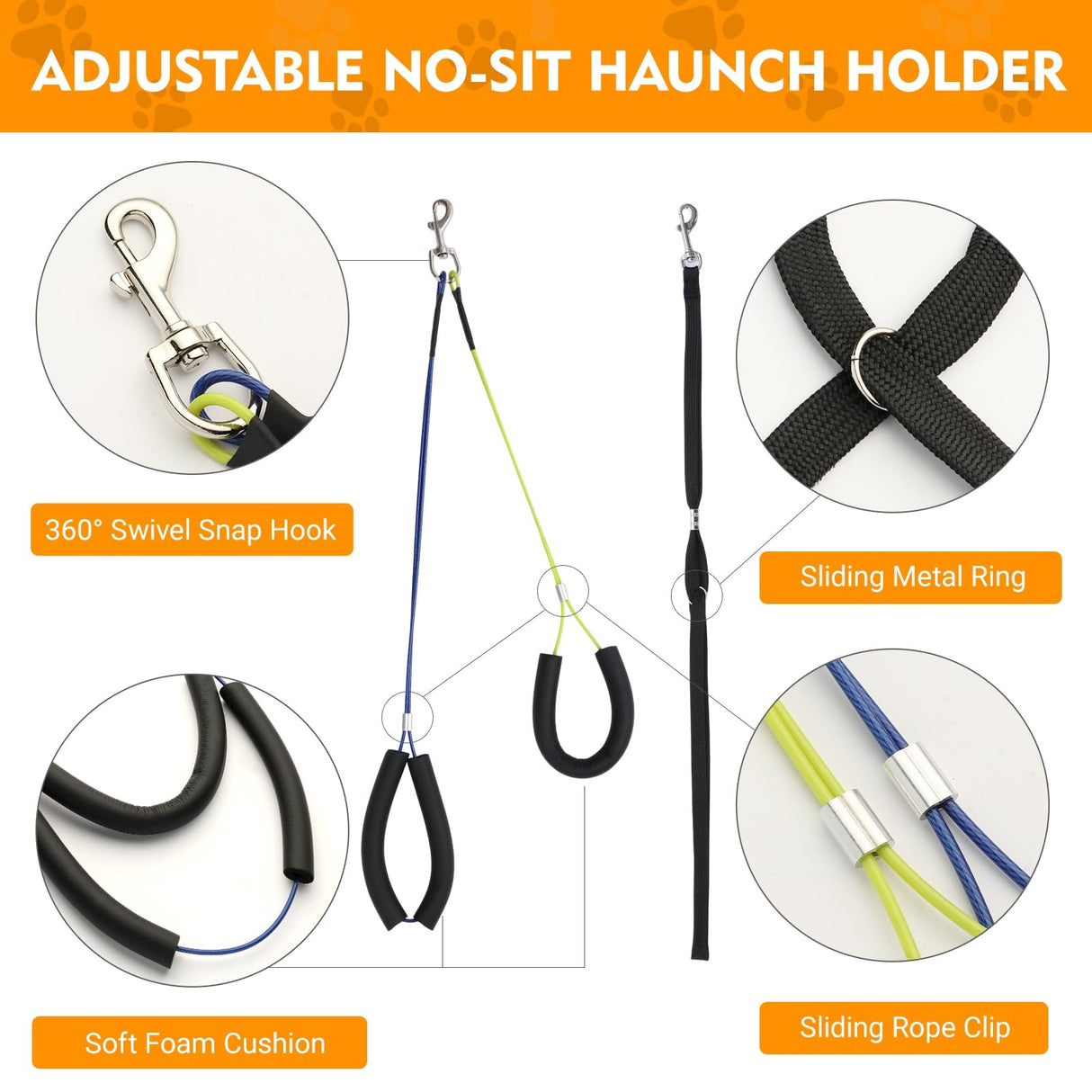 Dog Grooming Arm, Adjustable Pet Grooming Arm with Clamp for Small and Medium Dogs,Grooming Loop and No Sit Haunch Holder (Black, 29" H Arm + Heavy Duty Clamp + Hammock)
