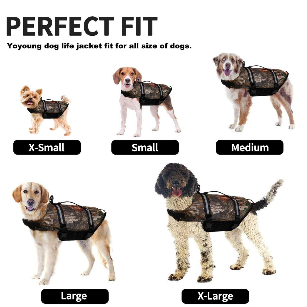 Camo Pet Life Preserver Jacket,Camouflage Dog Life Vest with Adjustable Buckles,Dog Safety Life Coat for Swimming, Boating, Hunting | (XS, S, M, L, XL) …