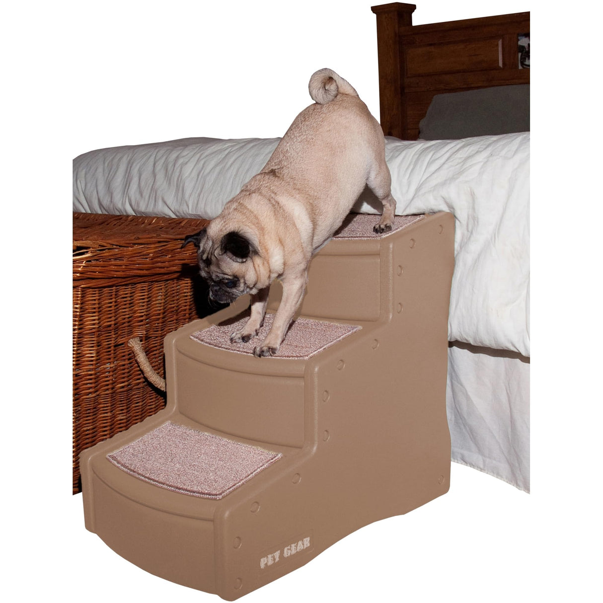 Pet Gear Easy Step III Pet Stairs, 3 Step for Cats/Dogs, Removable Washable Carpet Treads, for Pets Up to 150lbs, No Tools Required, Available in 9 Colors, Camel