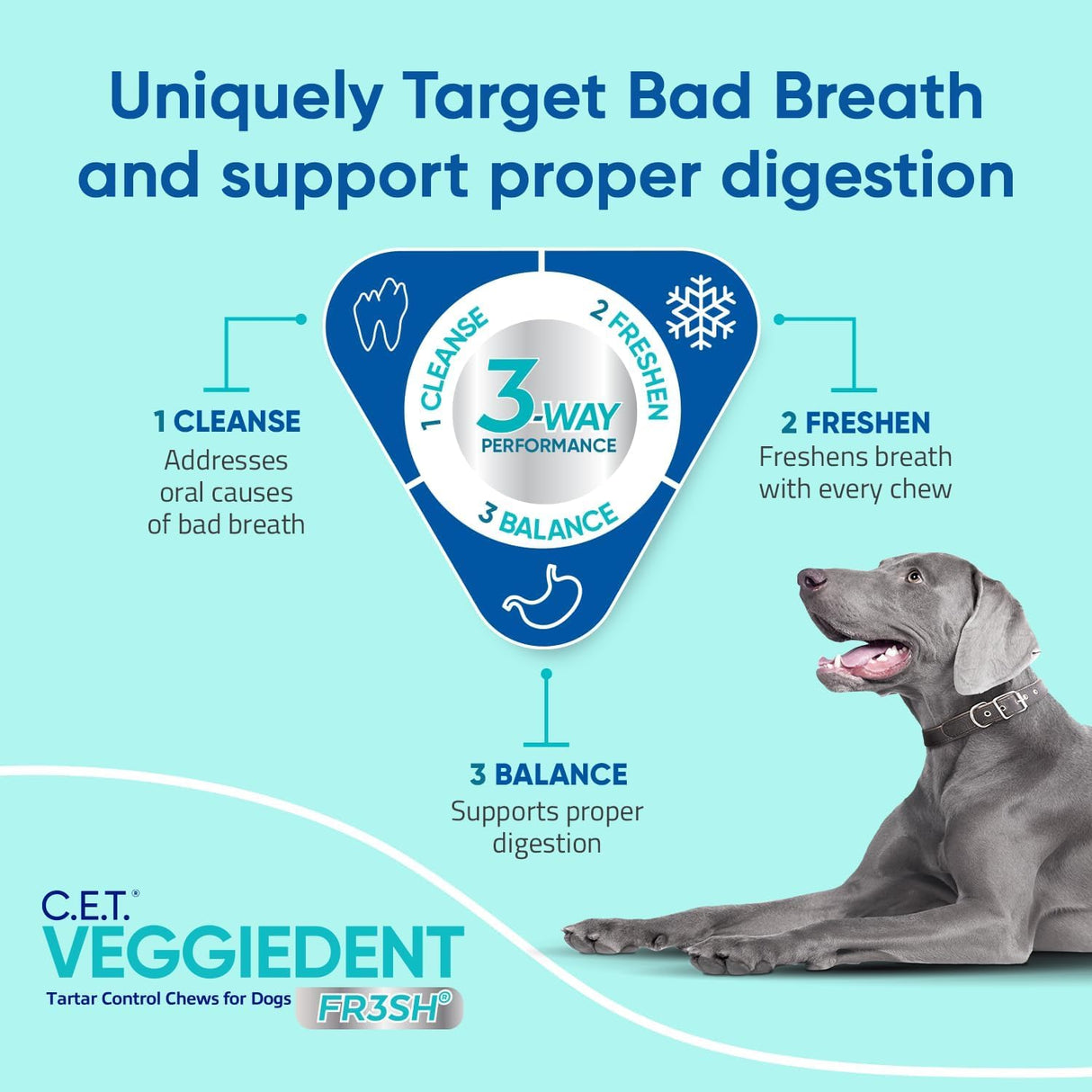 Virbac CET VEGGIEDENT FR3SH Tartar Control Chews for Dogs - Small
