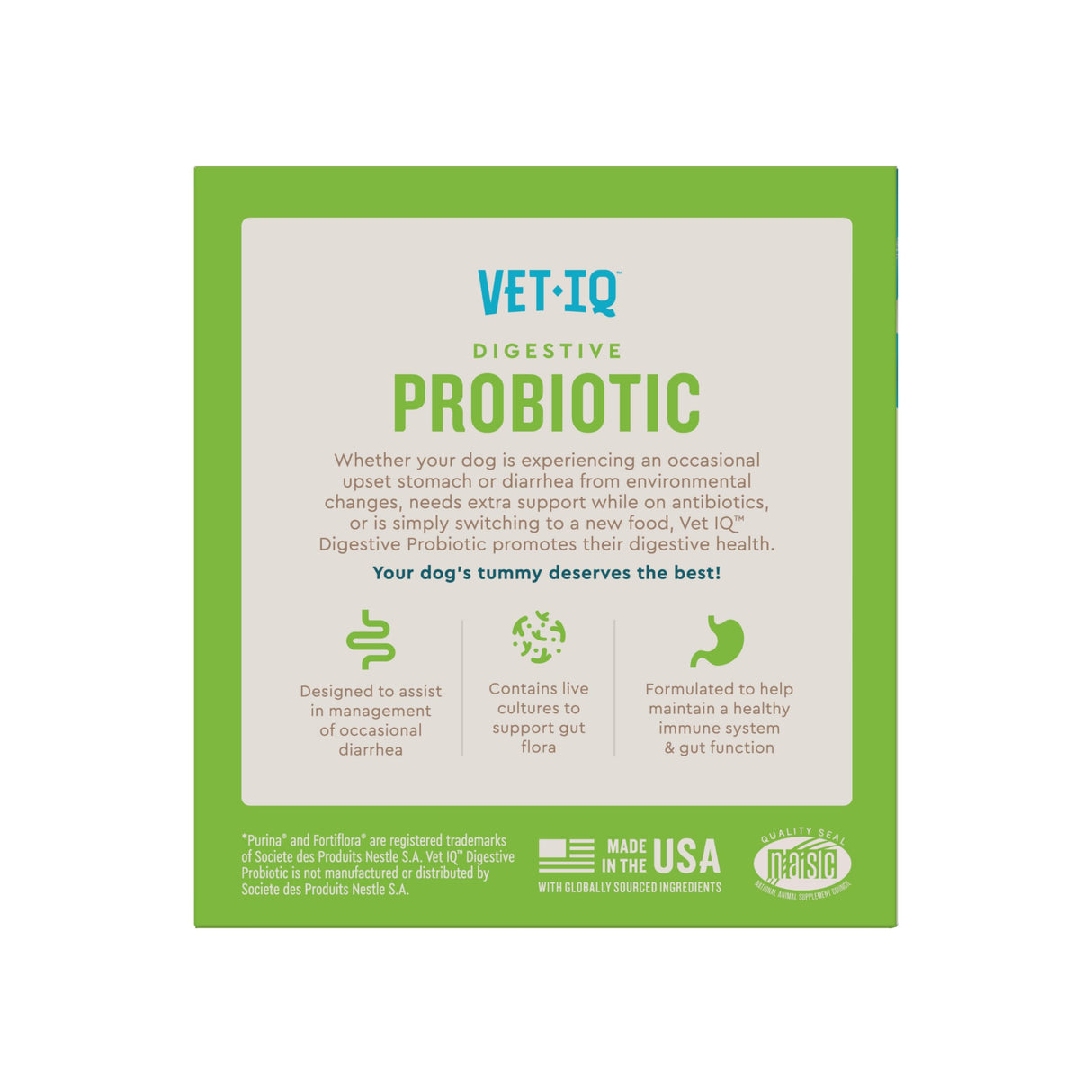 VetIQ Probiotic Powder for Dogs, Treats Diarrhea, Digestive Issues, Food Sensitivity, Chicken Flavored, Single-Serve Packets, 30 Count