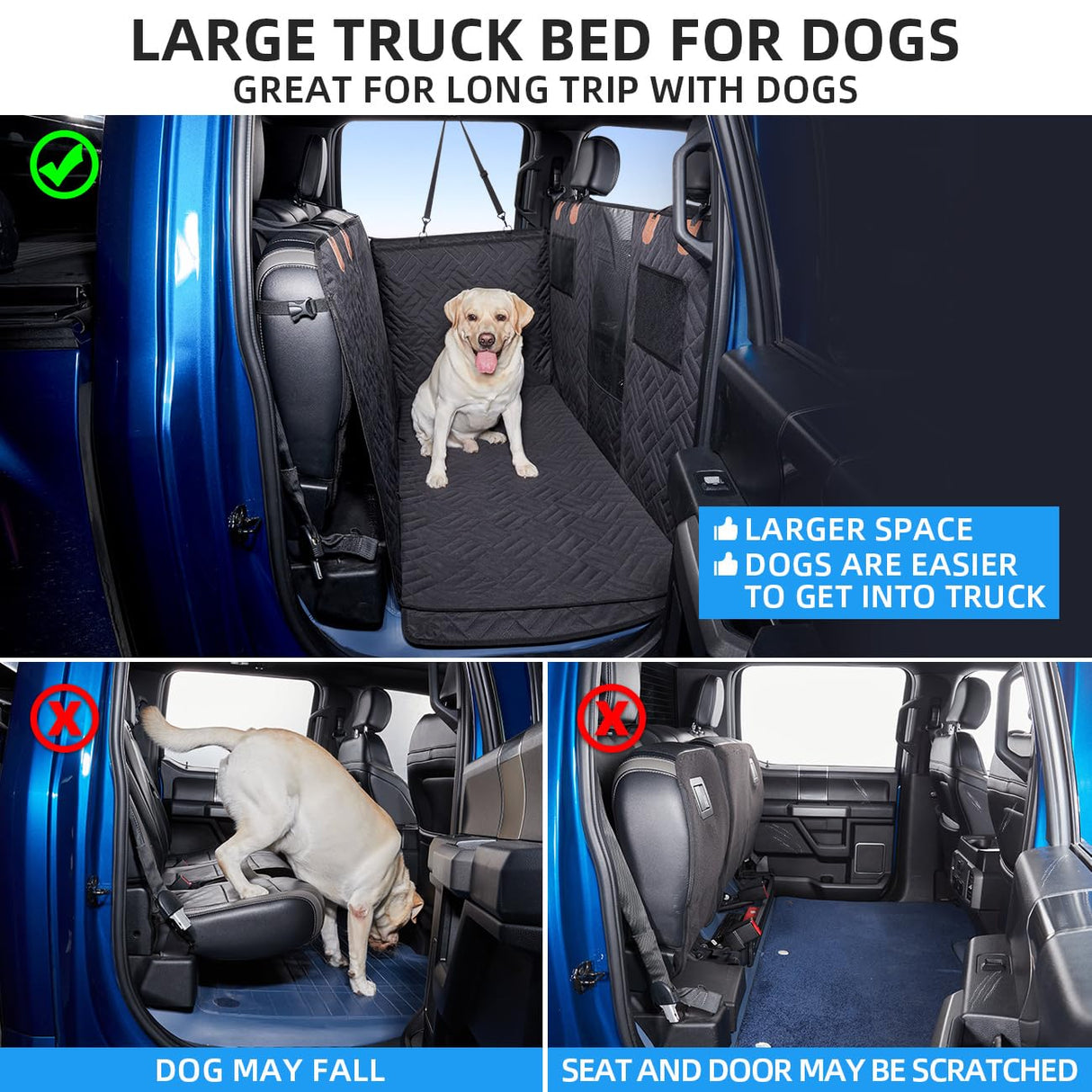 ABE Truck Floor Cover for Dogs,Dog Car Seat Cover for Back Seat,Seat Covers for Trucks,Dog Hammock for Truck,Back Seat Pet Cover for Dogs,Seat Cover for Truck F150/RAM1500/Silverado