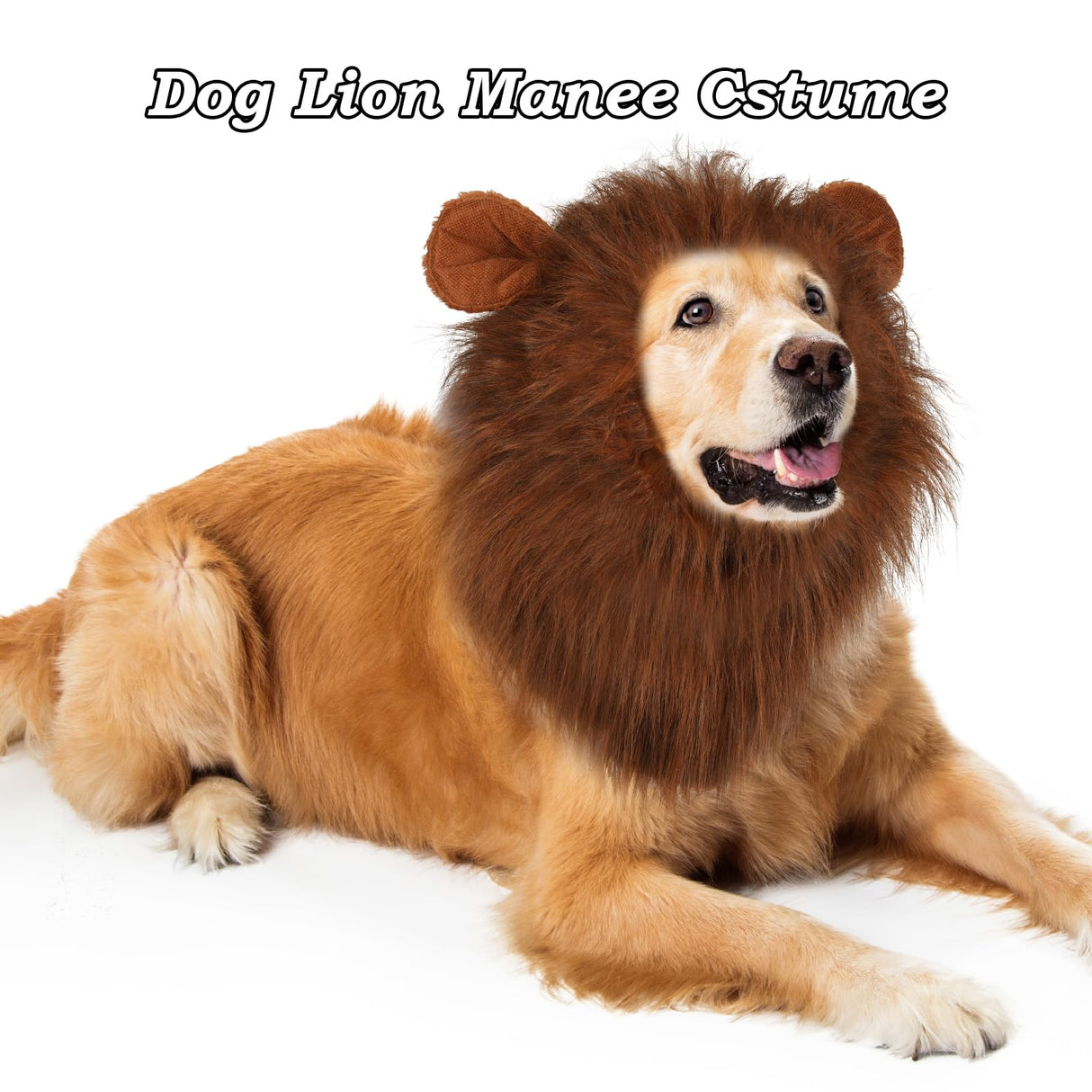 NEWBEA Lion Mane for Dog Costume, Dog Lion Mane, Realistic Wig for Medium to Large Sized Dogs, Halloween Costumes, Dark Brown with Ear Tail