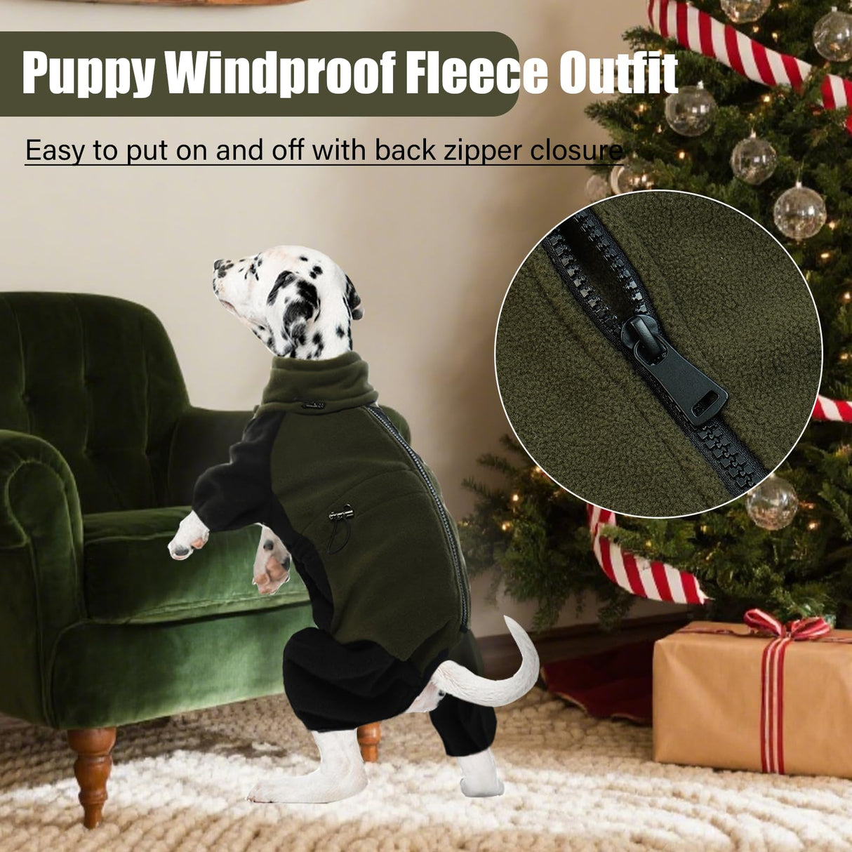 DENTRUN Dog Winter Coat, Warm Fleece Jacket, Turtleneck Dog Sweater, Cold Weather Outfit, Thermal Bodysuit, Soft Jumpsuit