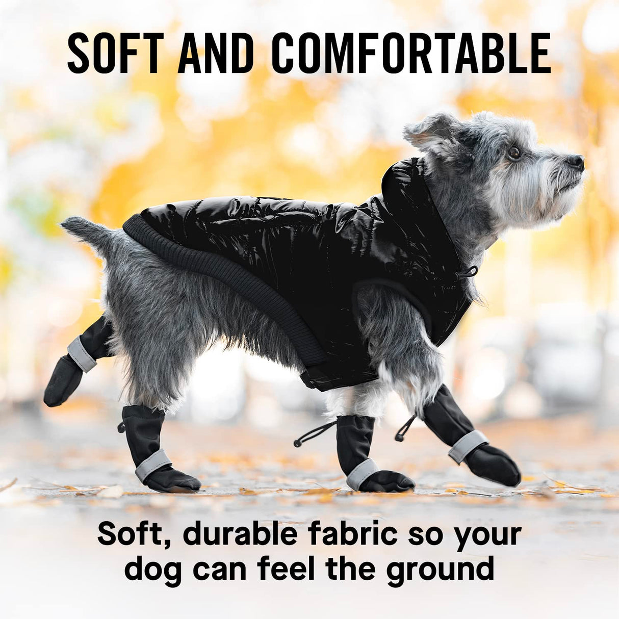Canada Pooch Dog Winter Boots - Paw Protection, Anti-Slip Dog Shoes with Reflective Strap, Easy On for Small Medium Large Dog Booties - Black, Size 3
