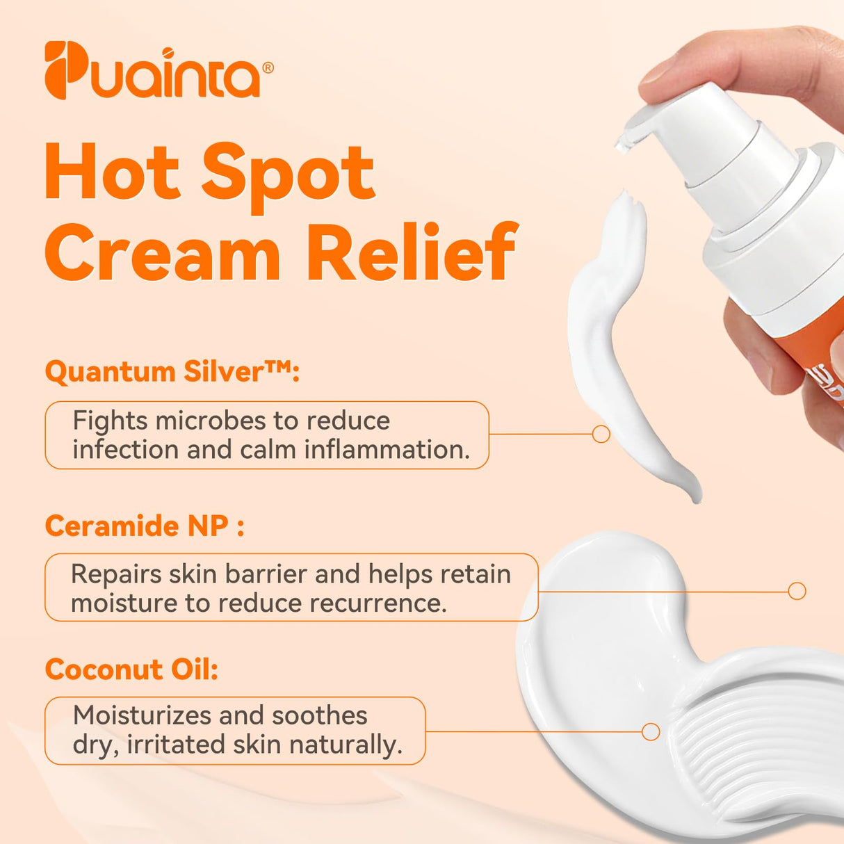 PUAINTA Hot Spot Treatment for Dogs, Soothing Skin Cream, Quantum Silver and Coconut Oil to Gently Soothe & Moisturize Dry, Sensitive, Irritated Skin
