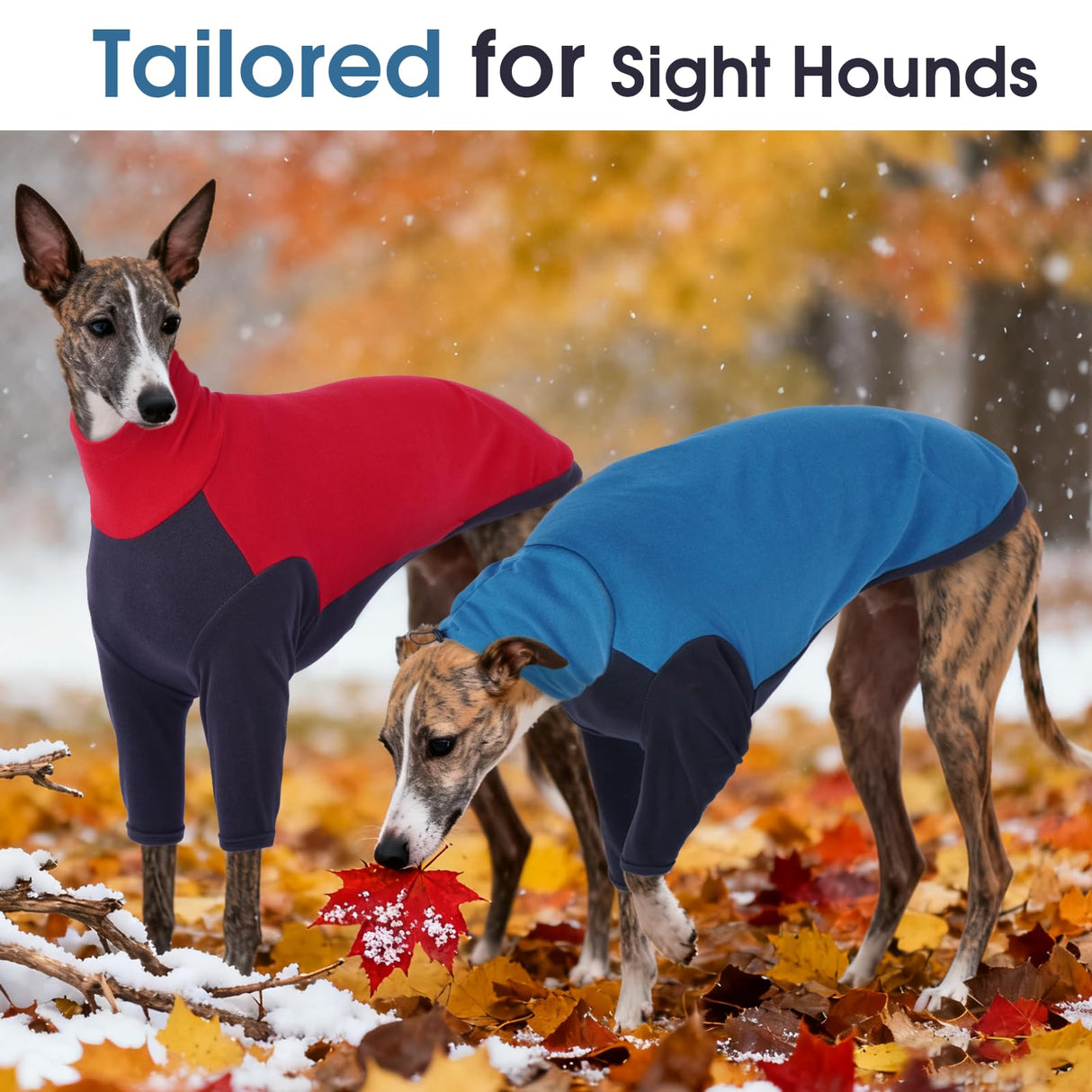 DENTRUN Greyhound Dog Sweatshirt, Fleece Turtleneck Jumper for Greyhounds & Whippets - Warm Knitted Sweater for Lurchers, Italian Greyhounds, Salukis (XL, Blue)