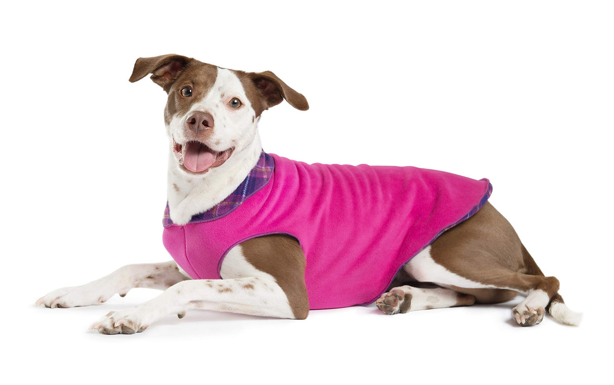 Goldpaw Duluth Double Fleece Dog Sweater Vest for Small Dogs - Soft, Stretchy Dog Fleece - Warm Pet Jacket for Fall and Winter - Premium Pet Outerwear - Machine Washable - Mulberry/Fuchsia - Size 10