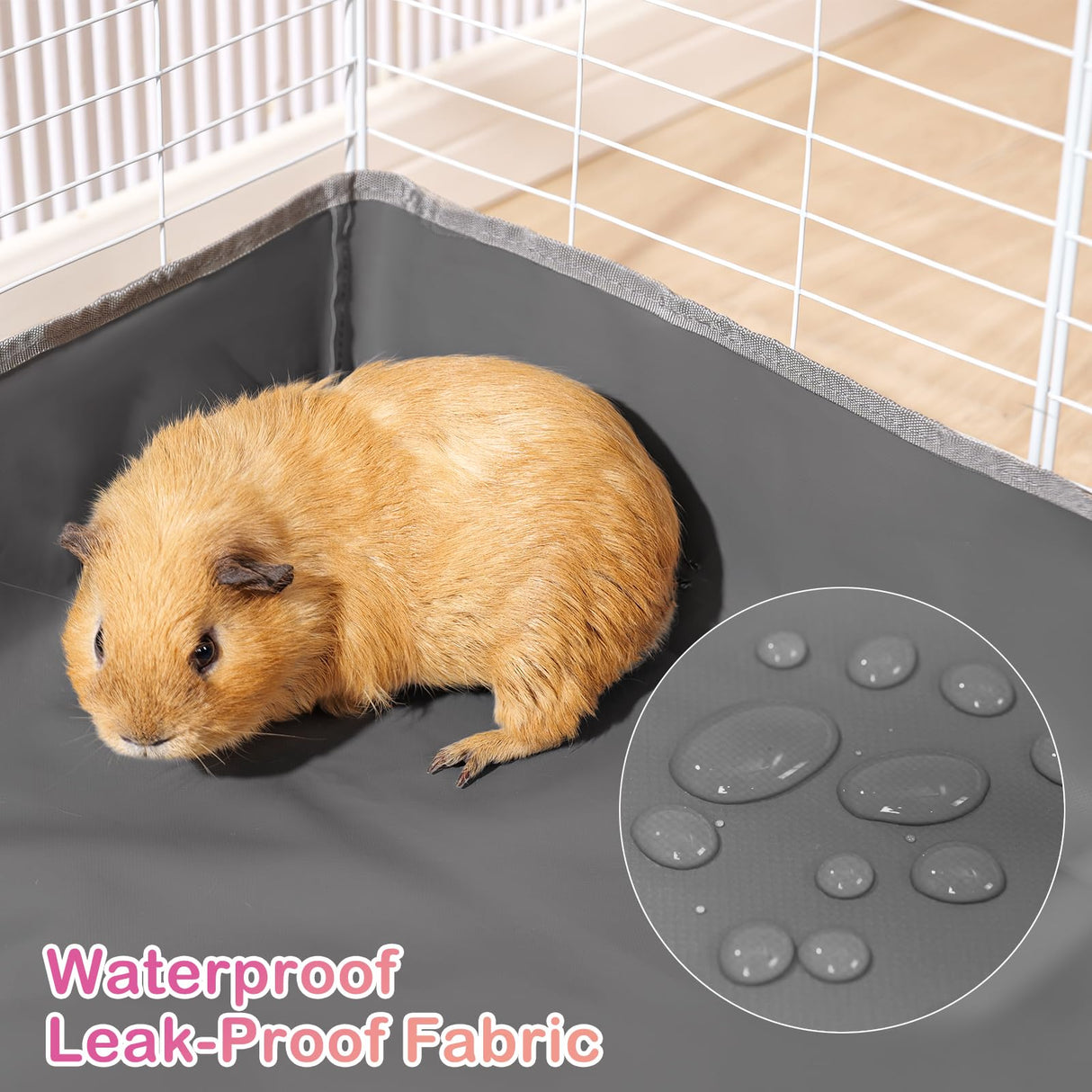 Funfurry Waterproof Guinea Pig Cage Liner,Washable Tarp Bottom Base,Cage Liners for Small Animals,Hamster Chinchilla Hedgehog Ferret Rabbit. (Dark Grey-Paw, 24" X 36")