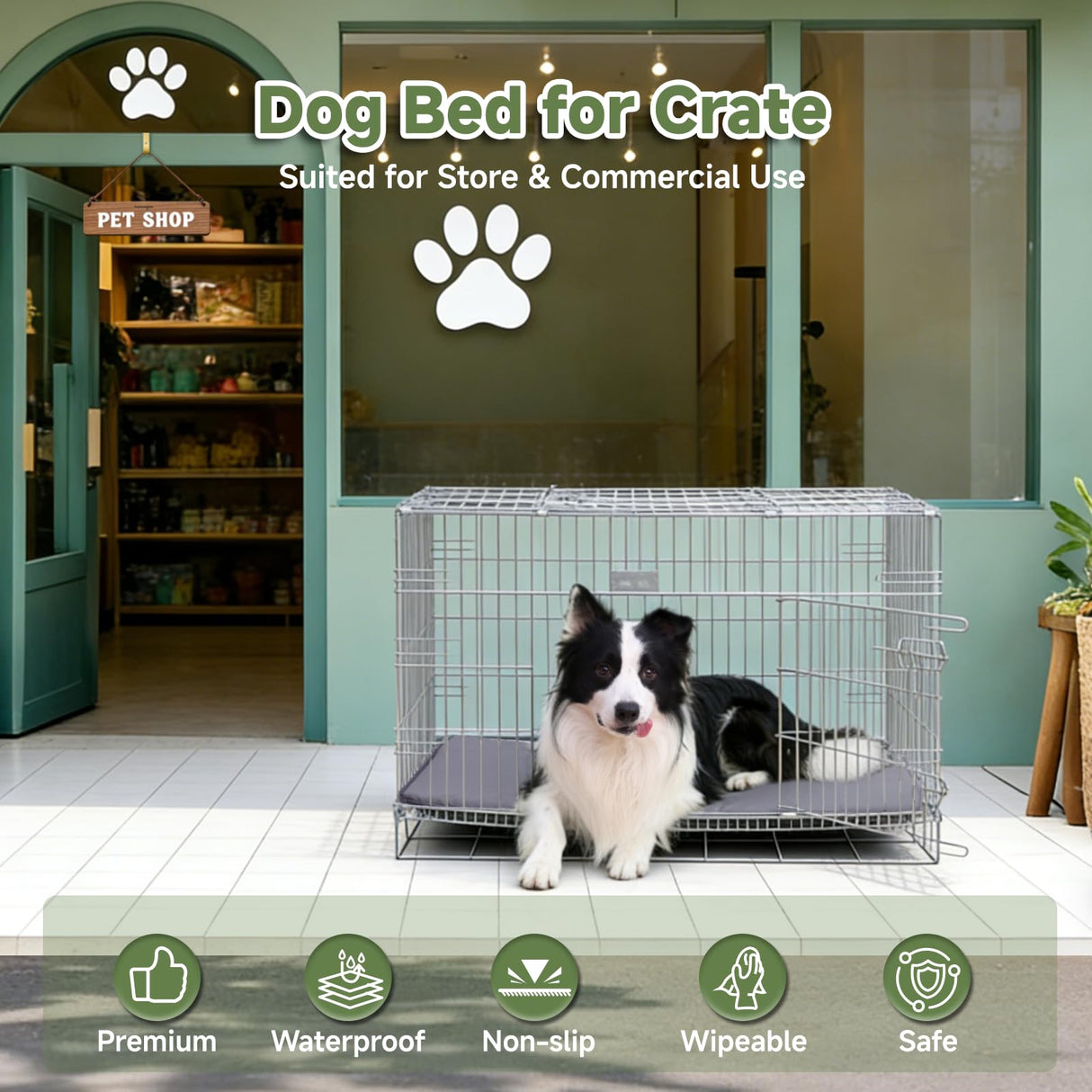 WAYIMPRESS Dog Crate Pad, Double-Sided Waterproof Crate Mat Bed, Outdoor Kennel Mat Pet Sleeping for Medium Large Dogs, Clooling, Waterproof, Wipeable, Anti-Slip, Kennel Pads 35 x 22 Inch, Dark Gray