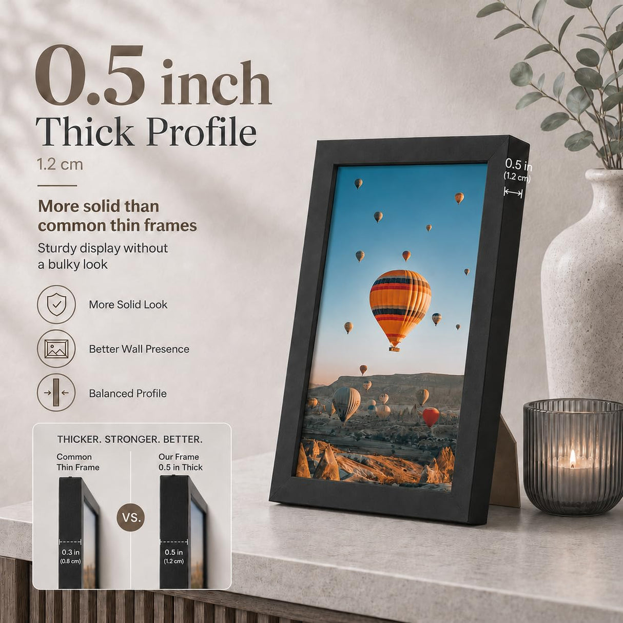 8.5x11 inch Picture Frame Black for Certificate Poster and Photo, Horizontal and Vertical Formats for Wall Hanging or Tabletop, 8.5x11 Frame with Shatter Resistant Plexiglass, Black