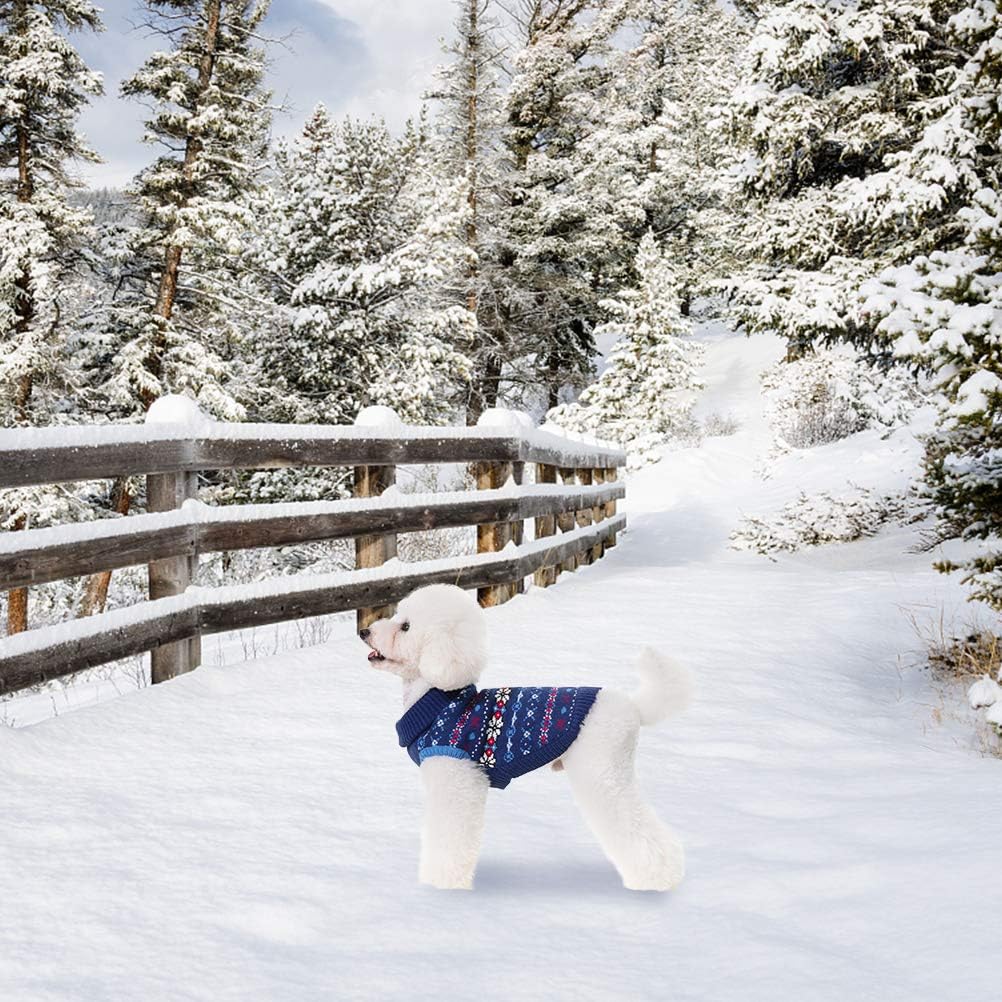 BINGPET Dog Sweater - Christmas Winter Warm Dog Clothes - Turtleneck Sweater for Small Medium Large Dogs - Classic Snowflake Doggy Knitwear Clothes