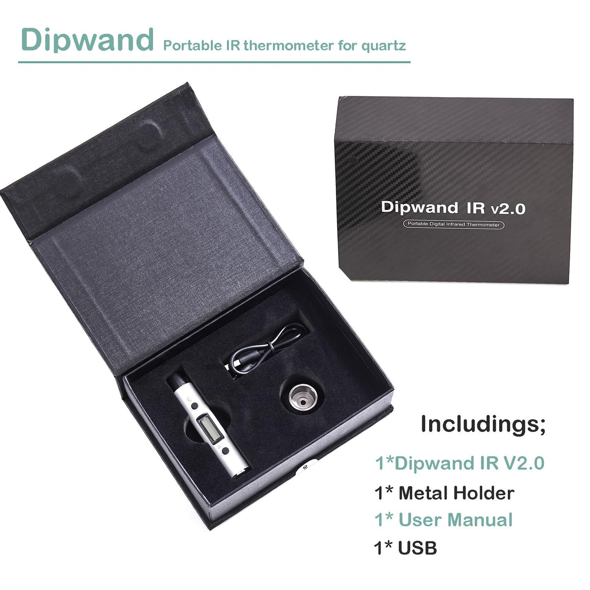 Quartz IR Thermometer, Designed only for Quartz Surface Temperature Measuring, Portable, 0F ~ 999°F, with Metal Holder in The Kits, Gift Box Packed (White Version)